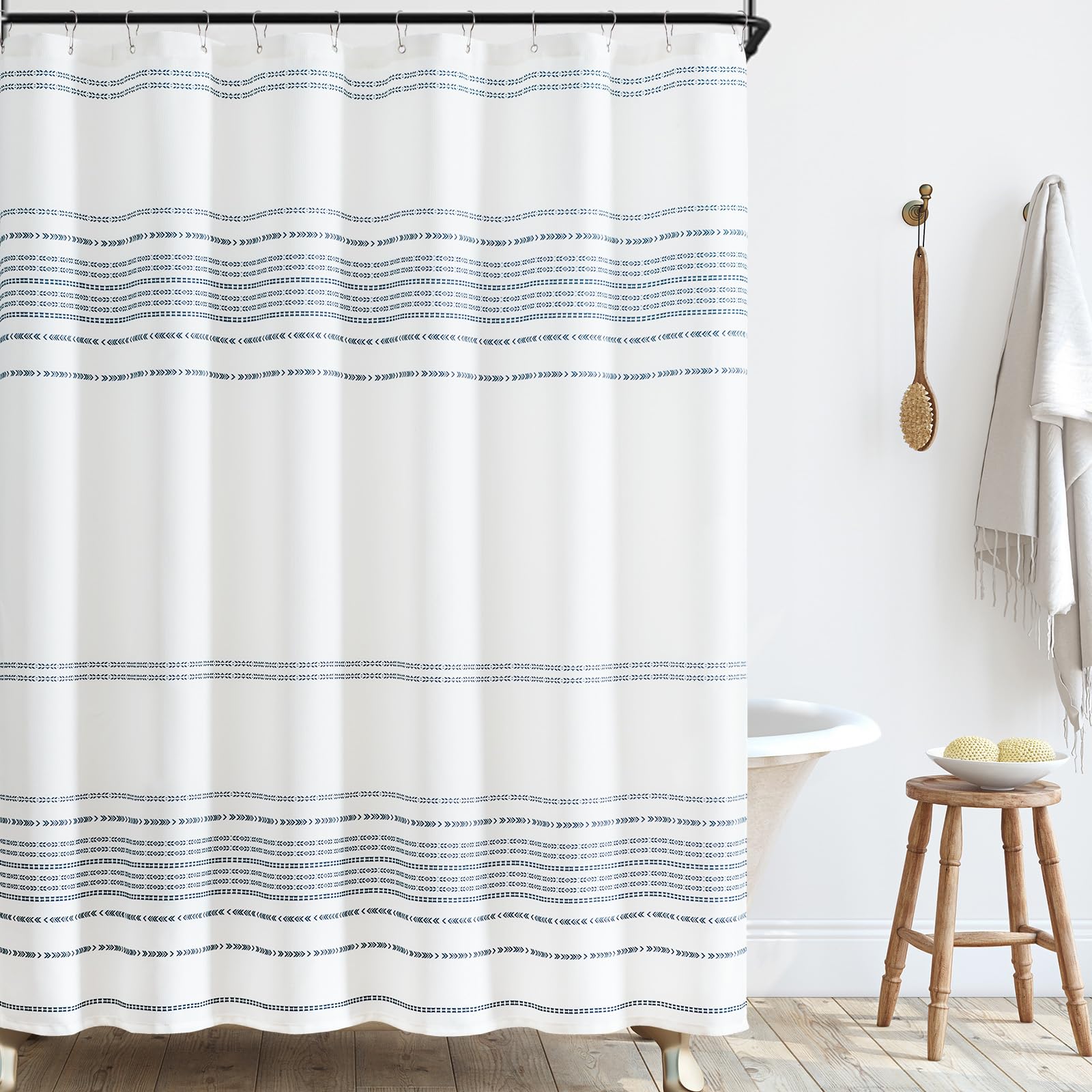 Jinchan Blue And White Shower Curtain Fabric Shower Curtain For Bathroom Modern Boho Shower Curtain Spring Waterproof In Bath 70