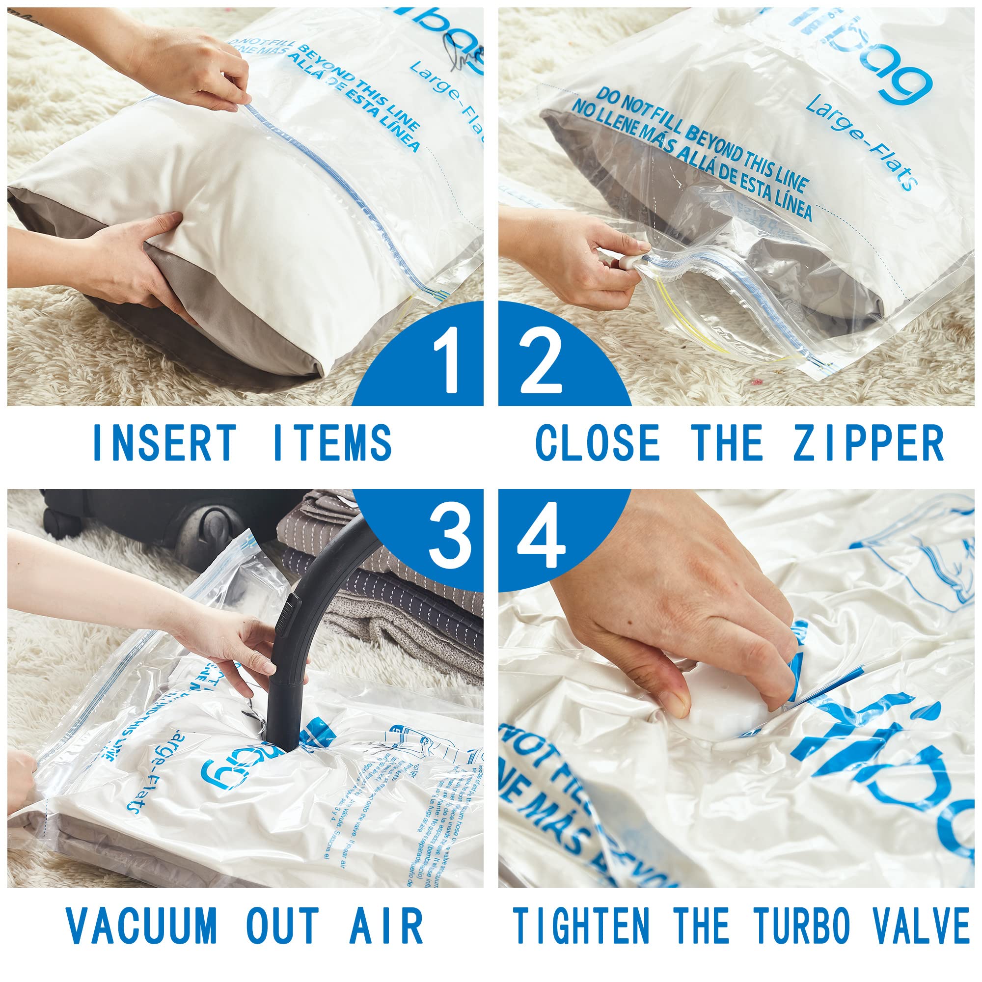 HIBAg Vacuum Storage Bags  30-Pack Space Saver Vacuum Storage Bags  Zipper Vacuum Sealed Bags for clothing  clothes  comforters and Blankets (30c)
