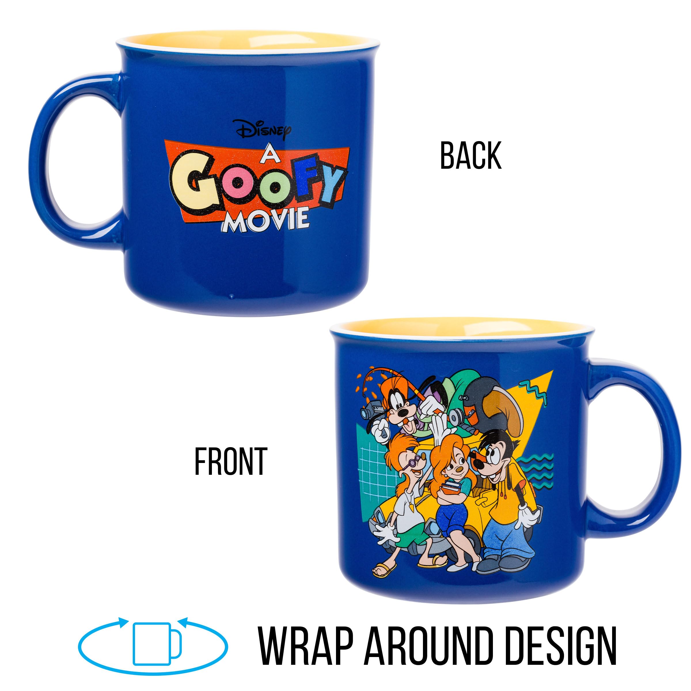 Silver Buffalo Disney A Goofy Movie Retro Featuring Roxanne, Max Goof, And Bobby Zimmeruski Ceramic Camper Mug, 20 Ounces