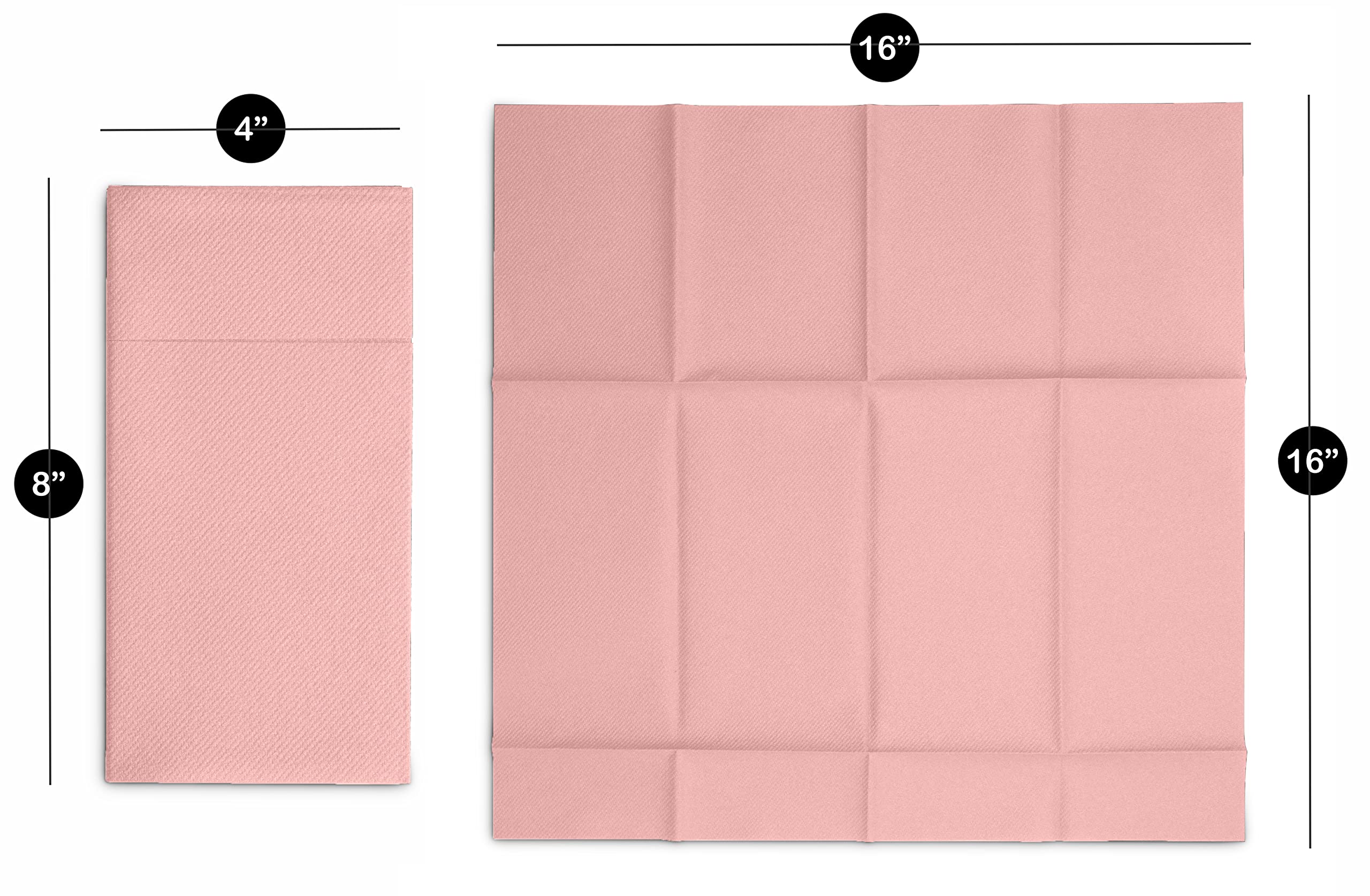 Disposable Linen-Feel Dinner Napkins with Built-in Flatware Pocket  50-Pack PINK Prefolded Cloth Like Paper Napkins For Dinner  Wedding Or Party [Silverware NOT Included]