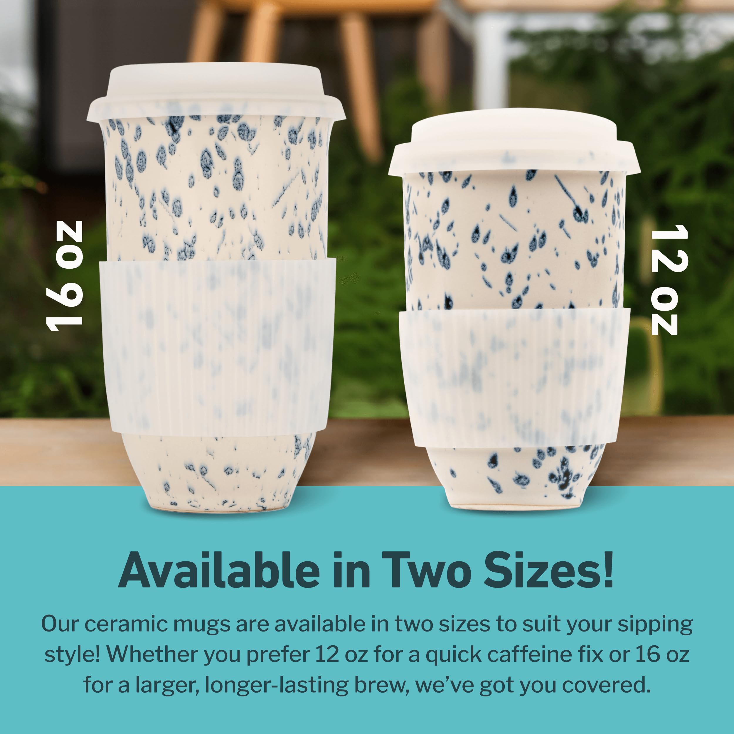 NOVA CERAMICS Travel Coffee Mug- Travel Coffee Tumbler - On the Go Coffee Mug - Microwave & Dishwasher Safe Green Coffee Tumbler