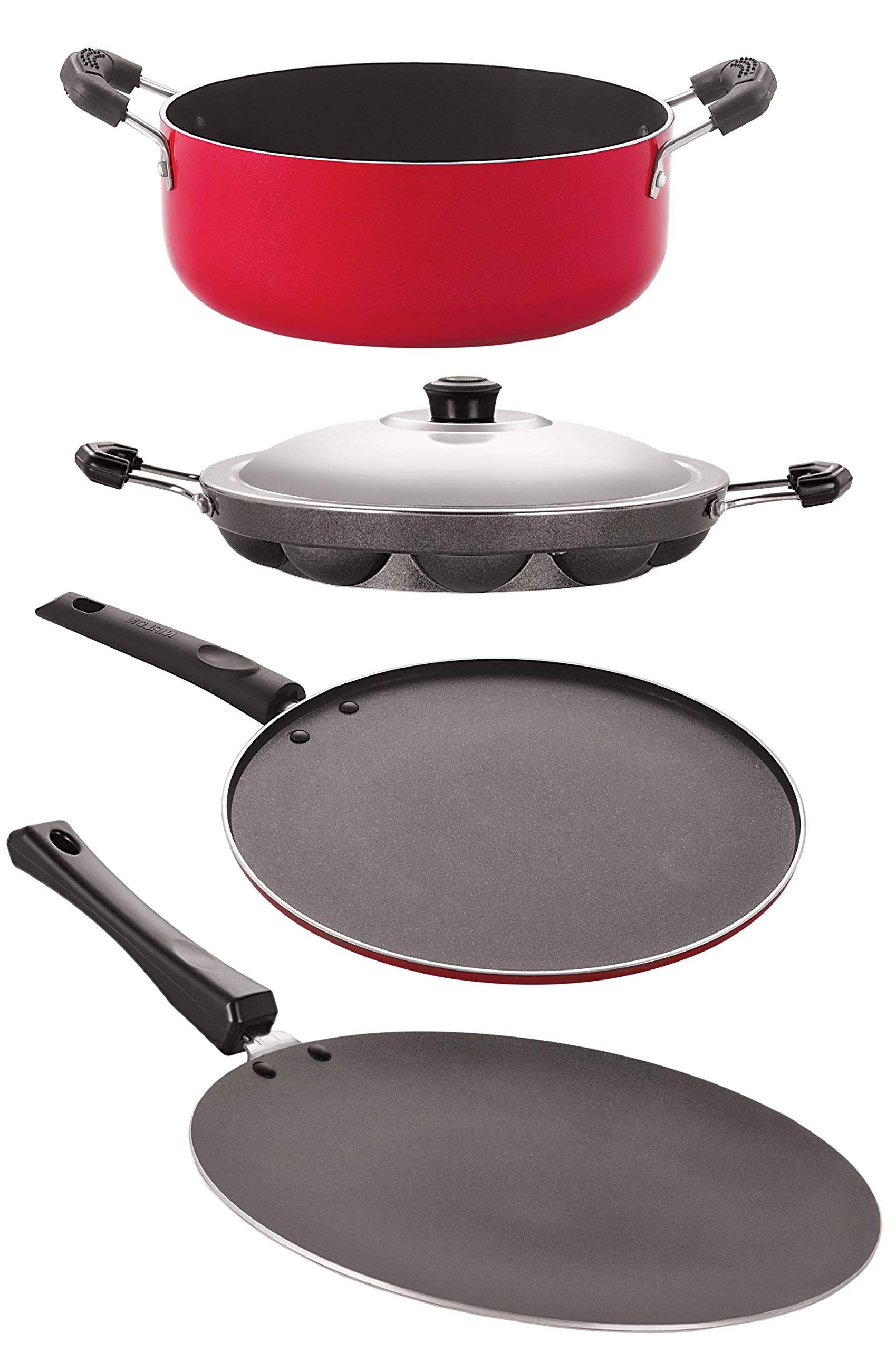 Nirlon Non Stick Aluminium Heat Resistance Cookware Set With Bakelite Handle(Ct12_St11_Ap12_Cs24)