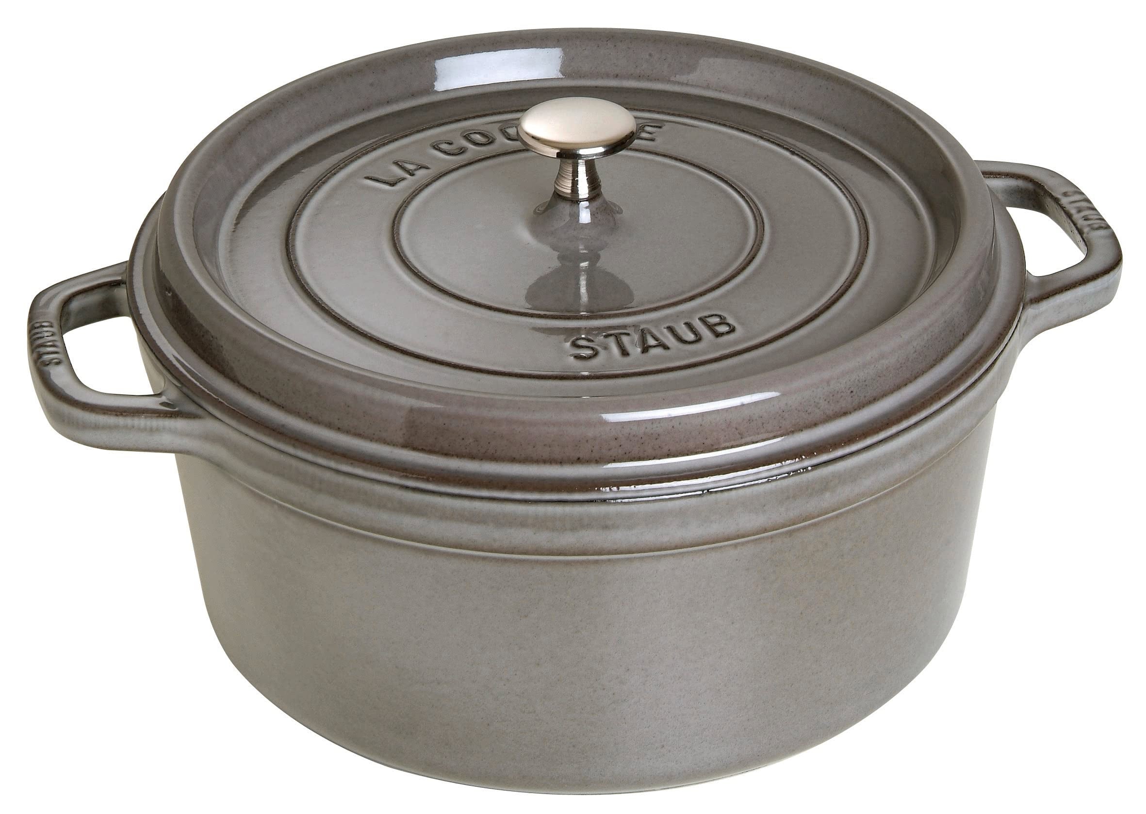 Staub 1003926 Cast Iron Roaster/Cocotte, Round 28 Cm, 6.7 L, Graphite Grey