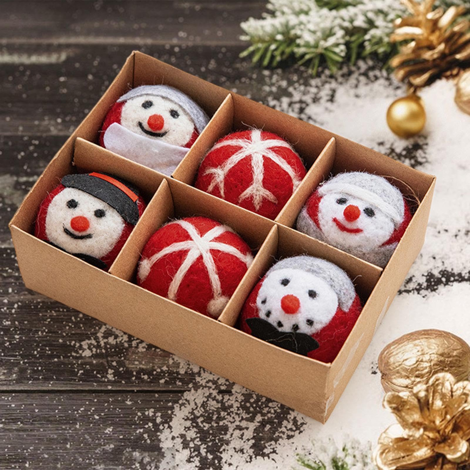 Luwecf 6X Christmas Ball Ornament Felt Ball Ornament Decorative Gifts Party Supplies Hanging Decoration for Holiday Housewarming