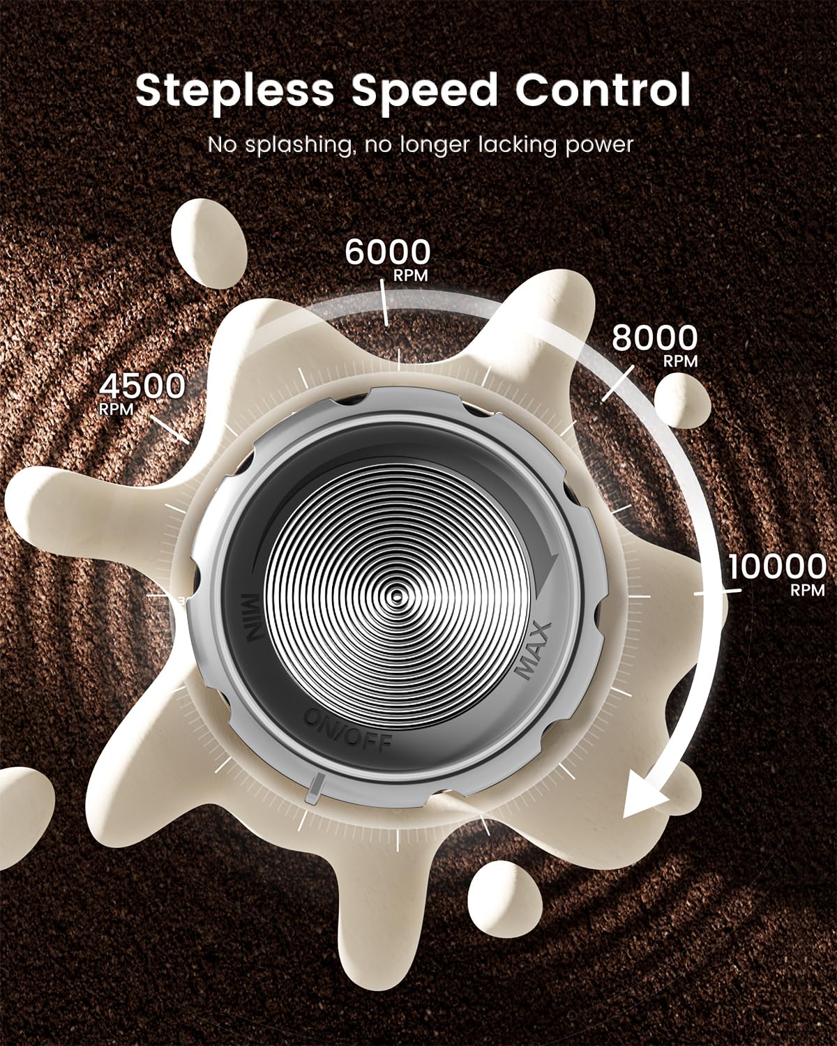 Maestri House Rechargeable Milk Frother with Stepless Speed Control, Handheld Electric Foam Maker Waterproof Drink Mixer Foamer