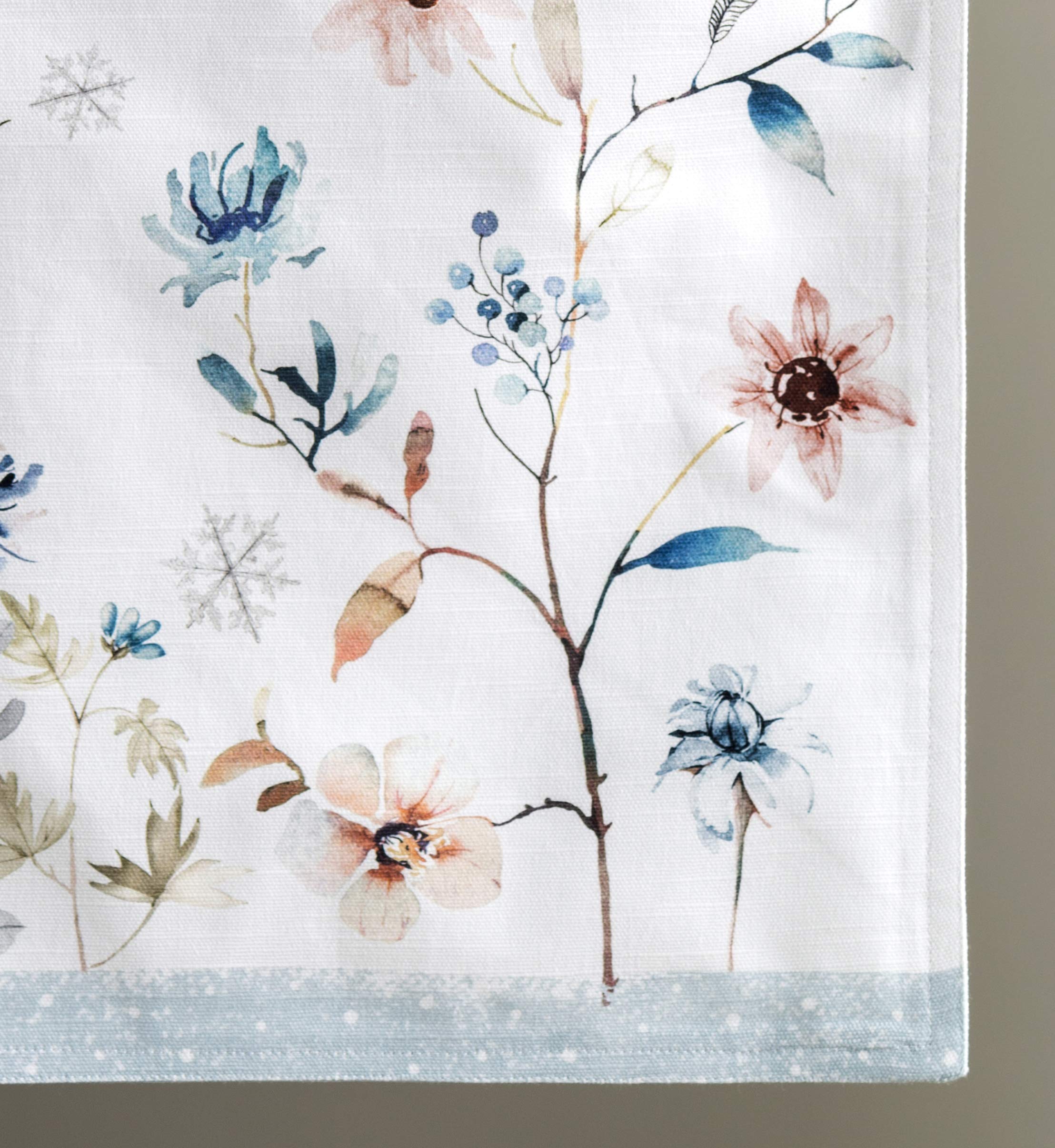 Maison D' Hermine Ice Florals 100% Cotton Table Runner Farmhouse Tabletop Cover For Home Kitchen Dining D