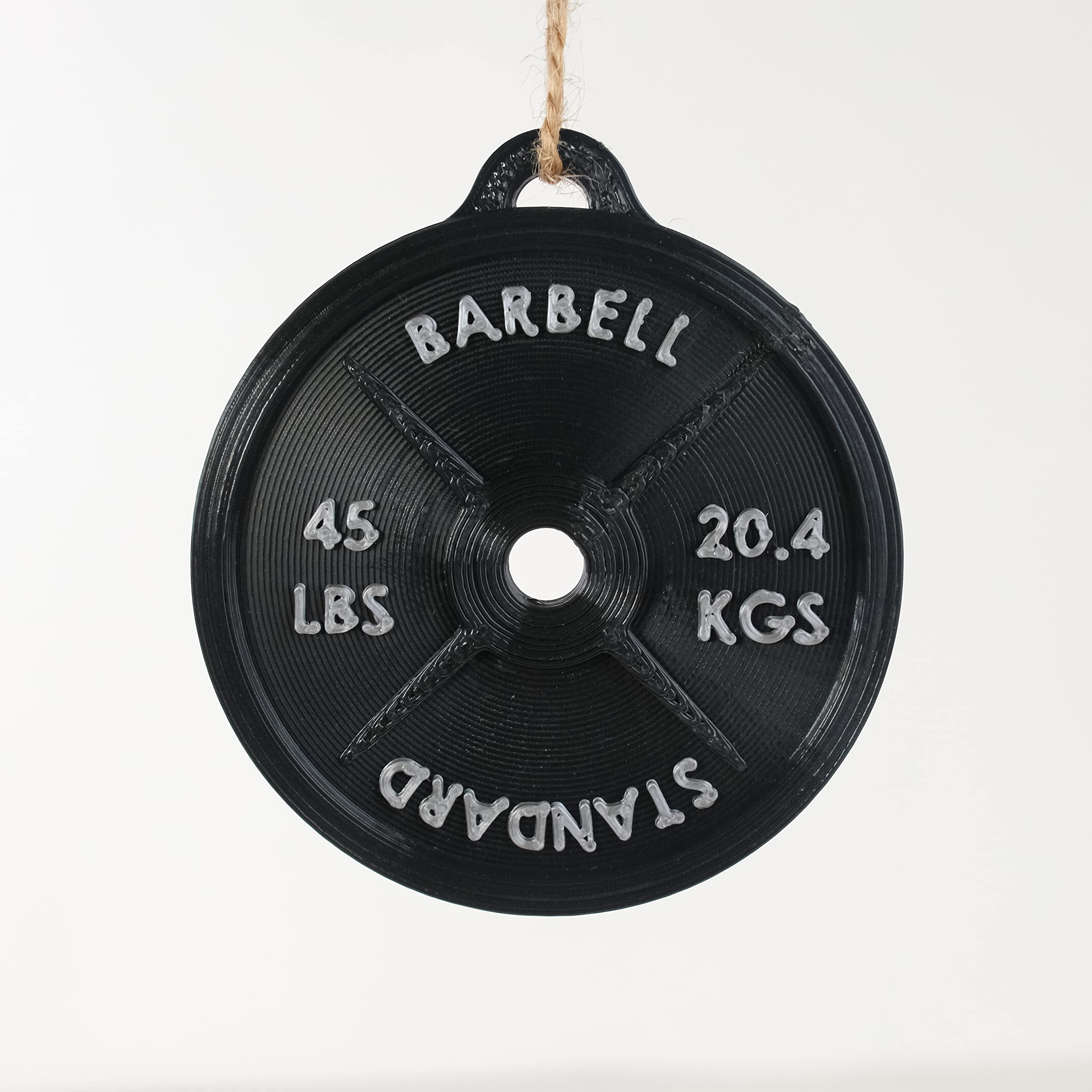 Weight Plate Ornament - 3D Printed (Black) for Christmas