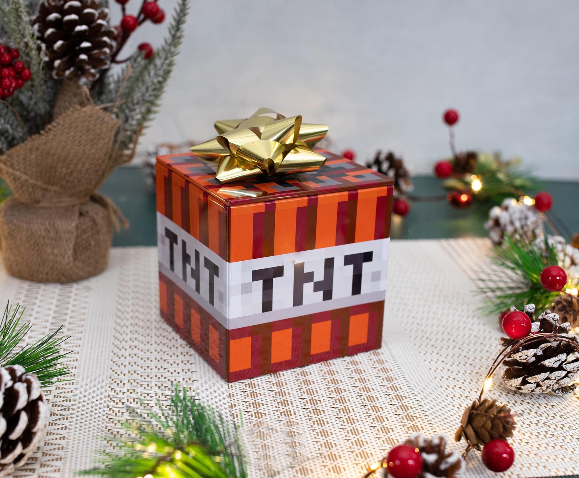 Minecraft Tnt 4-Inch Tin Storage Box Cube Organizer With Lid | Basket Container, Cubby Cube Closet Organizer, Home Decor Playroo