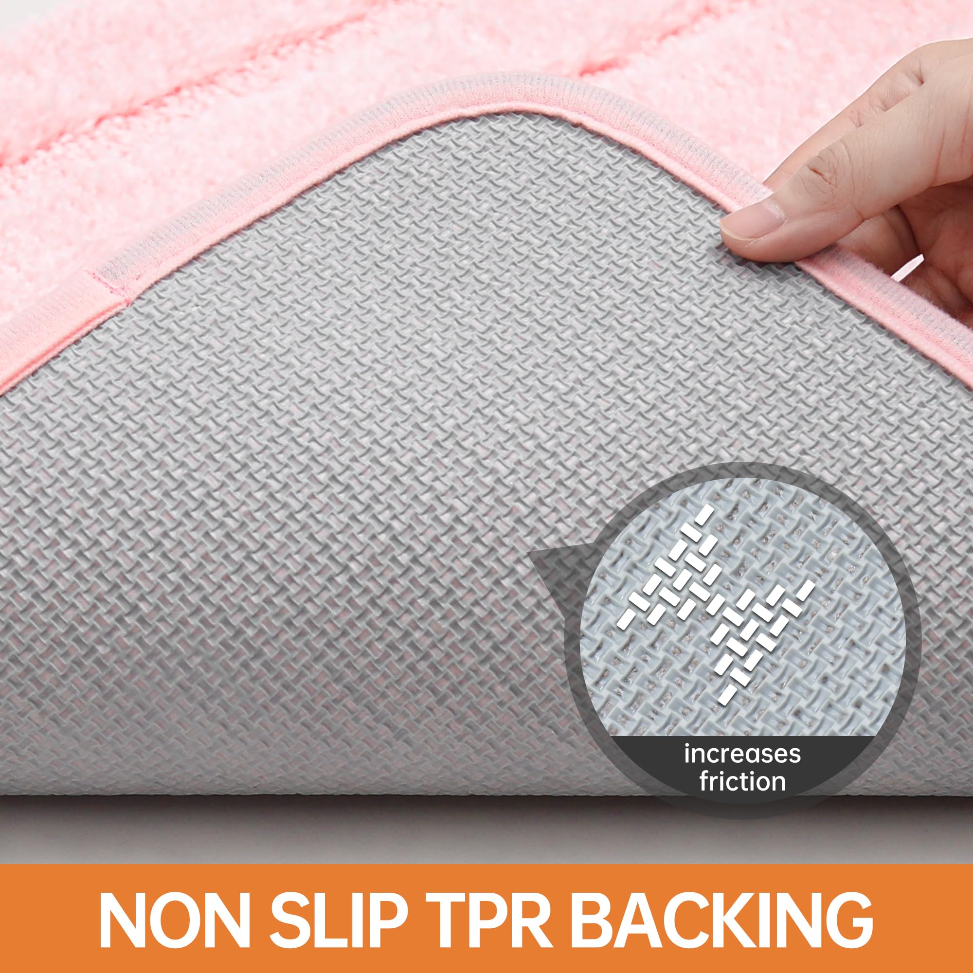 Beqhause Bathroom-Rugs-Non-Slip-Bath-Mats For Bathroom Soft And Absorbent Polyester Microfiber Pink Bath Mat Machine Washable Sh