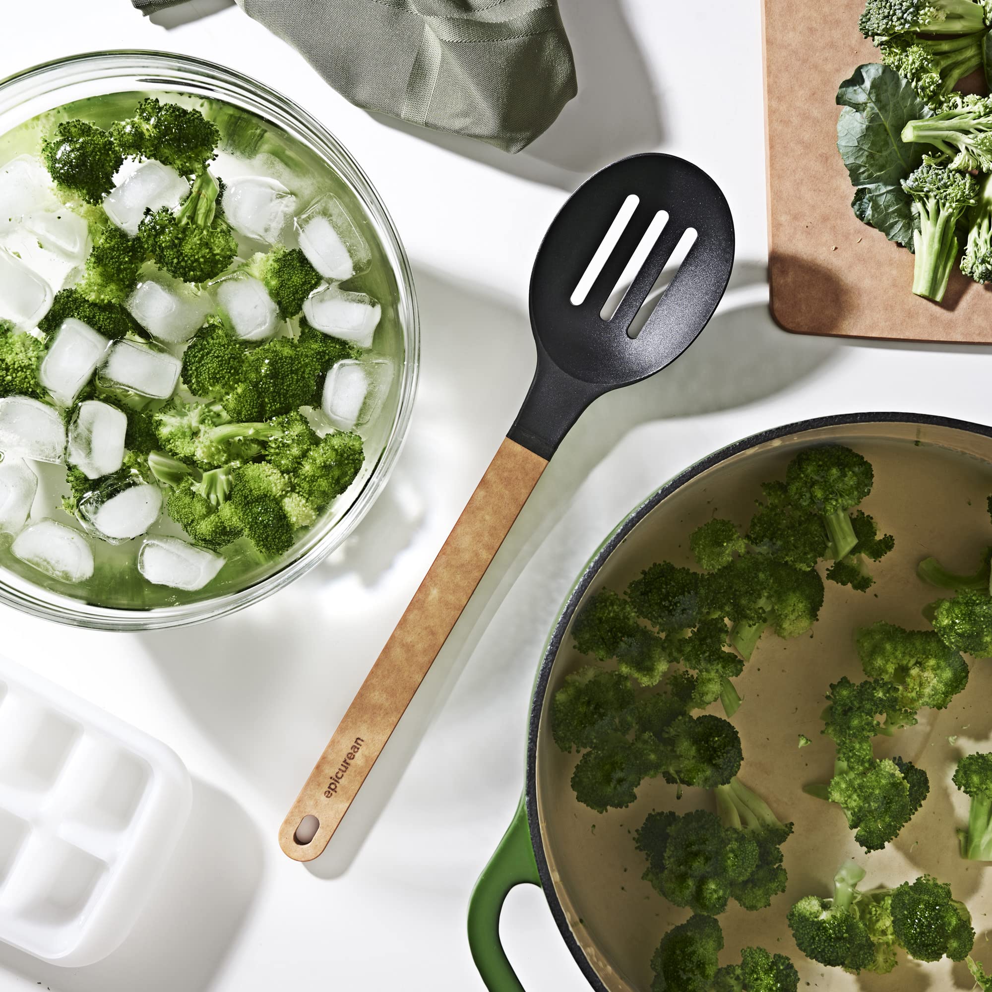 Epicurean Cutting Surfaces Gourmet Series Kitchen Utensil, Slotted Spoon, Natural+Black