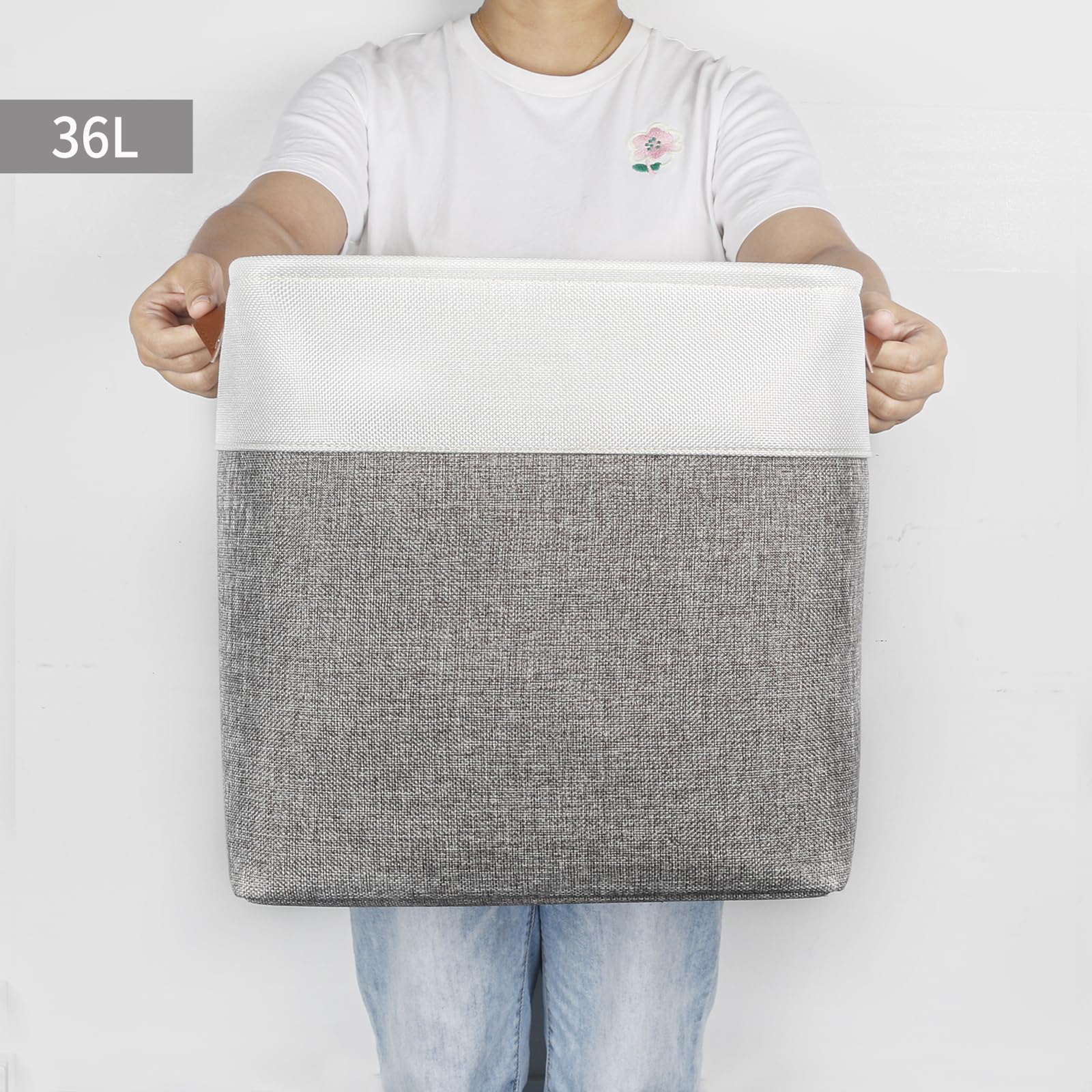 Bagnizer 13X13 Cube Storage Bins, Collapsible Fabric Storage Box, 4 Pack Closet Baskets With Handles For Organizing, Shelf, Toys