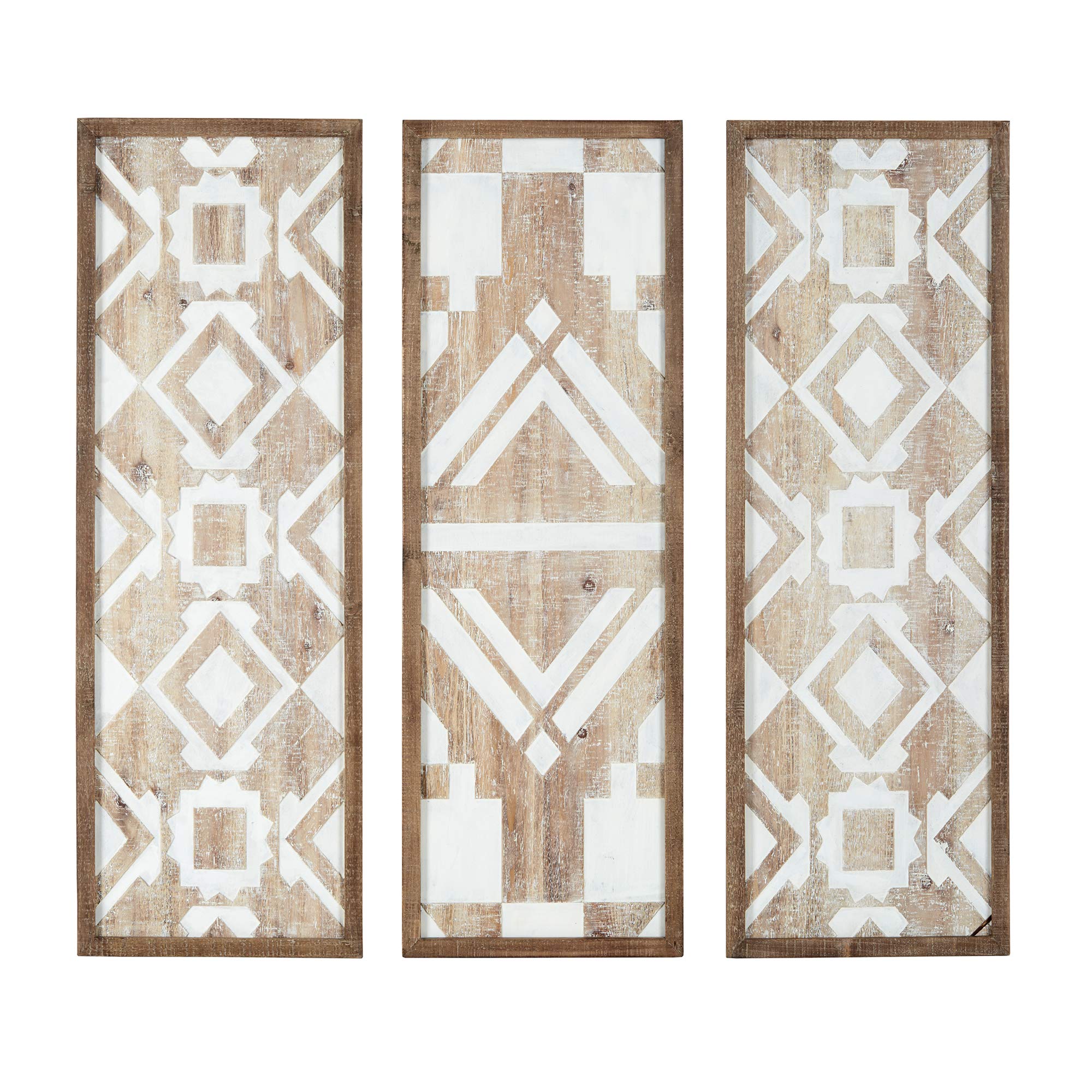 Madison Park Wall Art Living Room D  cor - Geometric Design Natural Wooden Frame, Home Accent Bathroom Decoration Ready to Hang 