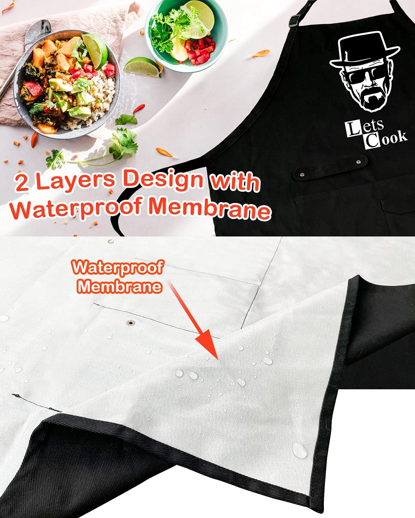 Funny Cooking Chef Apron For Men With Pockets Bbq Kitchen Work Aprons Birthday Father'S Day Creative Gifts For Dad