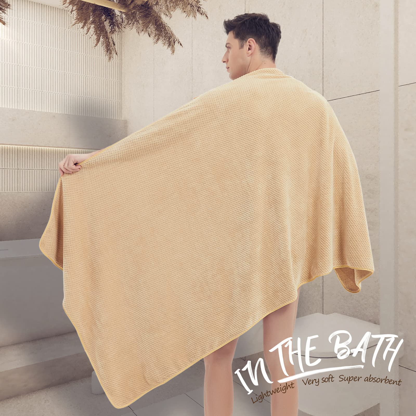 Olester Microfiber Bath Towel Set Brown 2 Pack-35'' X 70'' Bath Towels For Shower Pool Beach Bathroom Super Absorbent Soft Quick