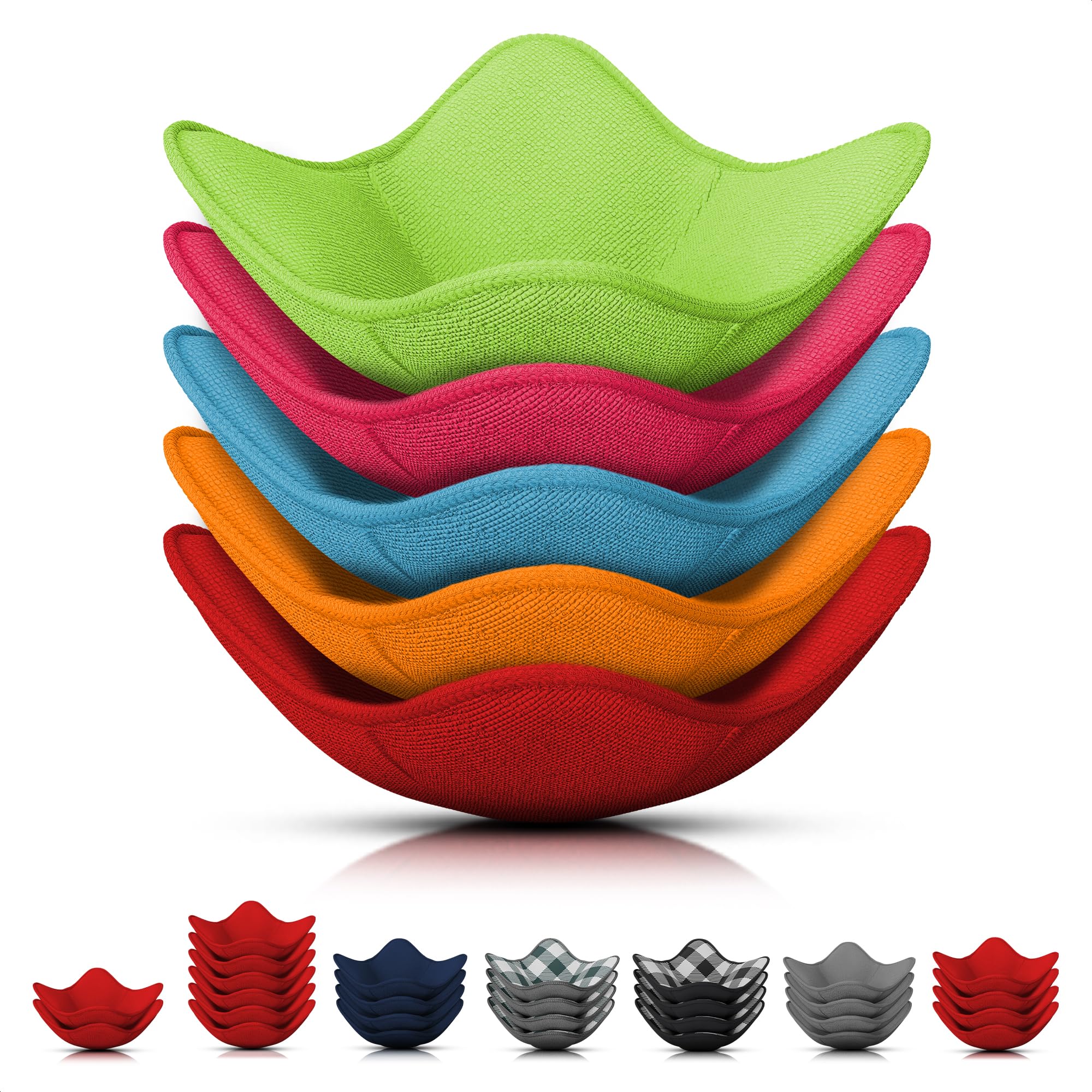5 Pcs Bowl Holders for Hot Food - Microfiber Fabric Five-Color Microwave Bowl Holder 7.5x7.5, Fits Most Bowls up to 6.5 & Plates