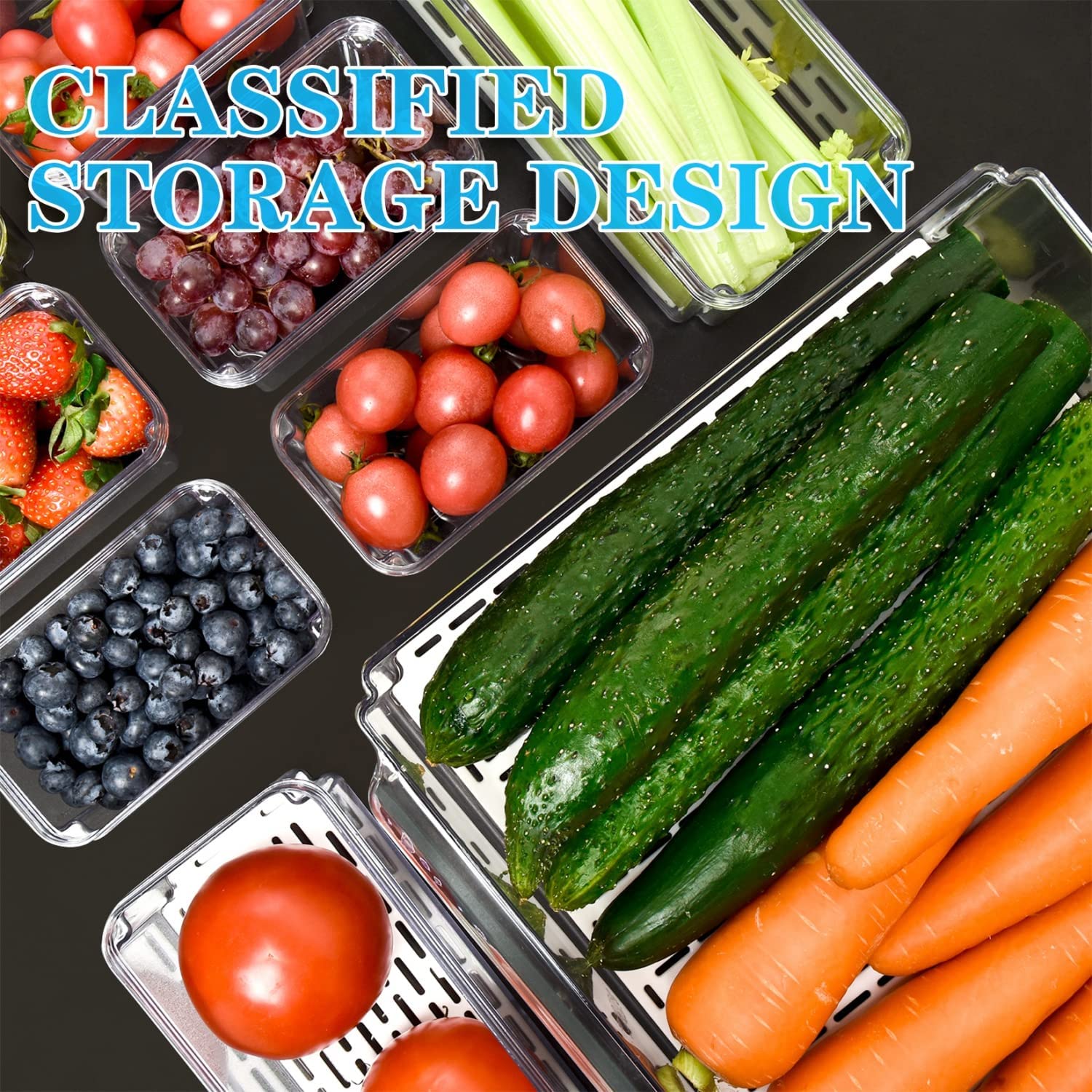 Pomeat 10 Pack Fridge Organizer  Stackable Refrigerator Organizer Bins with Lids  BPA-Free Produce Fruit Storage Containers for Storage Clear for Food  Drinks  Vegetable Storage