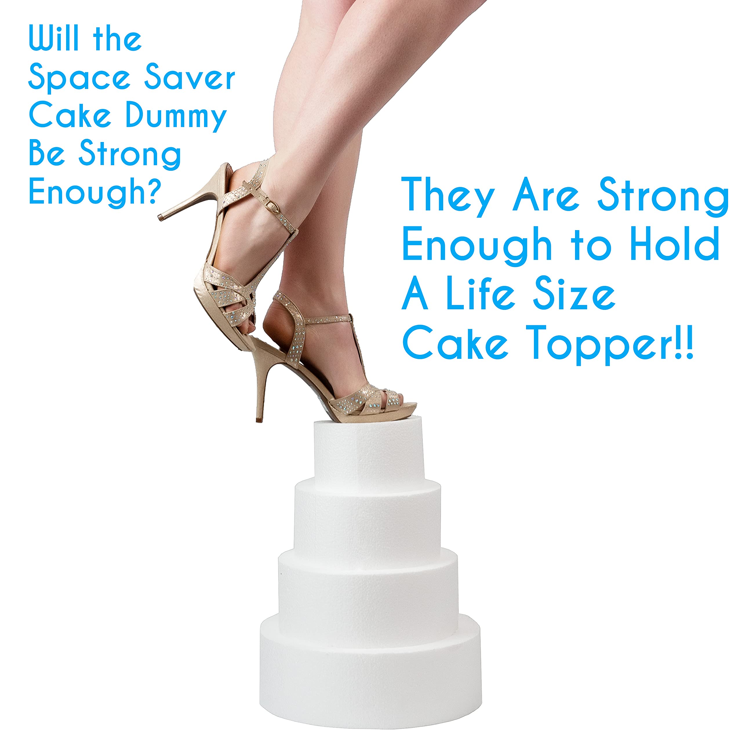 Silverlake Space Saver Cake Dummy Set - Round Foam Cake Dummies - Up To 5 Tier Cake 20 Inches Tall - 4'' High By 4, 6, 8, 10, 12