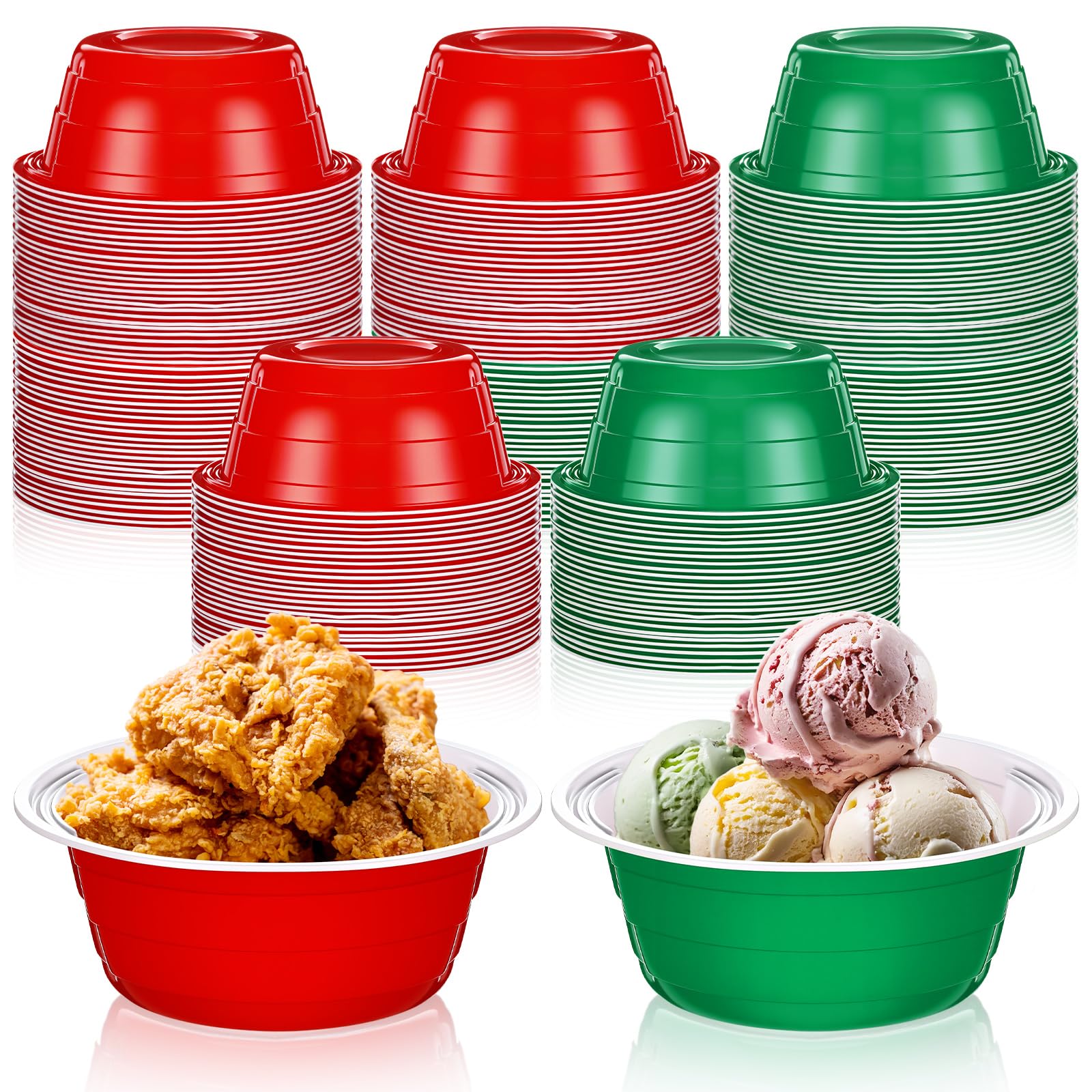 Baderke 50 Pcs Christmas Party Cup Bowls, 23 oz Disposable Plastic Bowls for Snacks, Salads and Desserts for Birthday, Thanksgiv