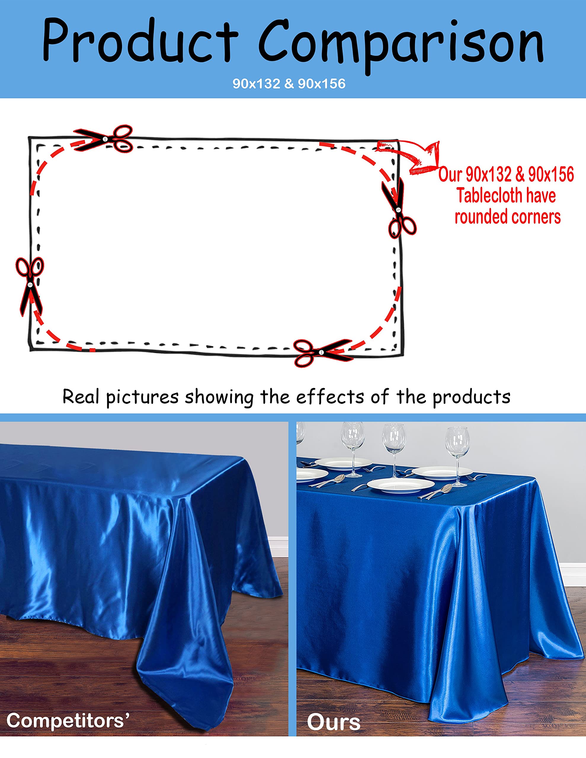 LinenTablecloth 90 x 132-Inch Rectangular Polyester Tablecloths (White  2)
