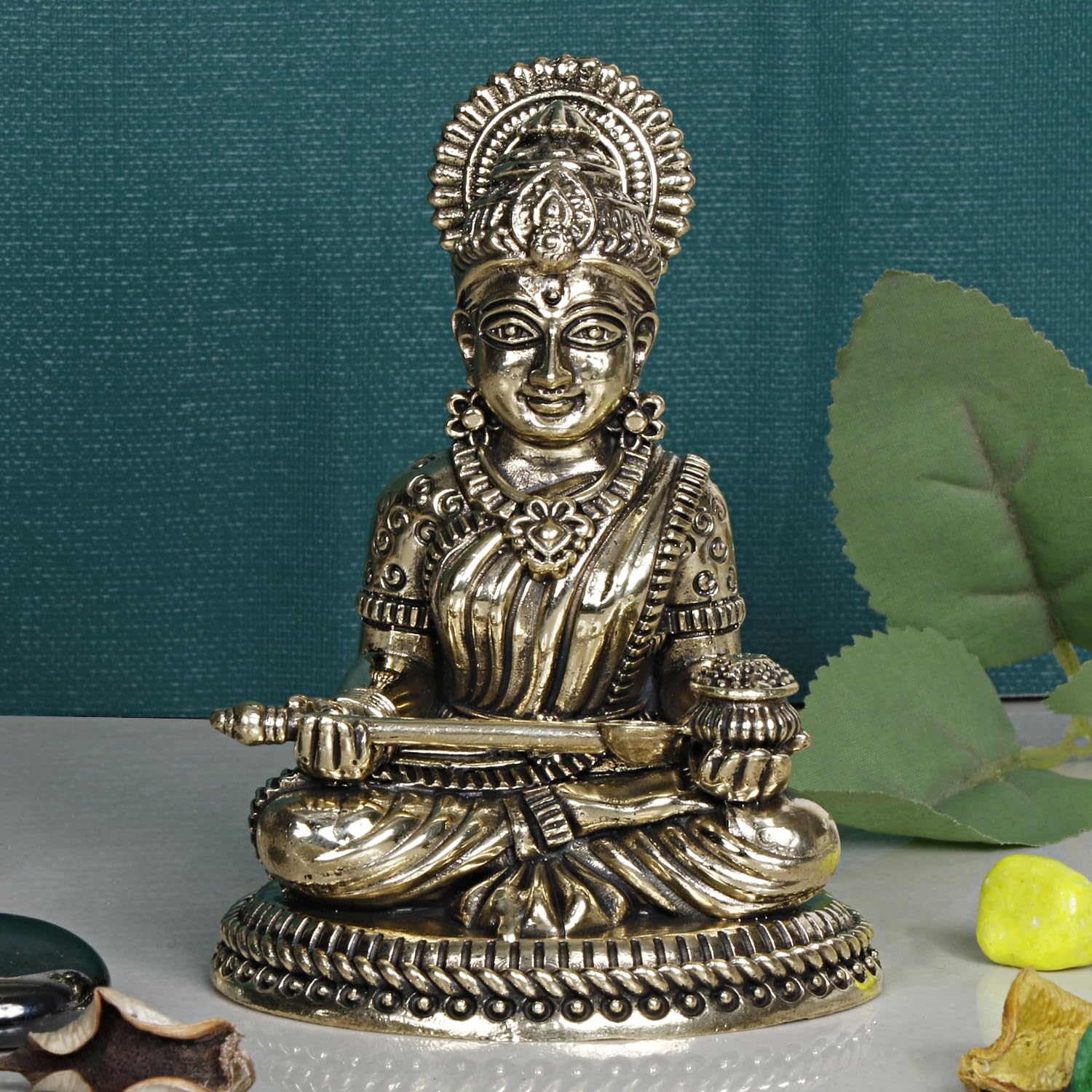 Artvarko Brass Annapurna Devi Idol Goddess Of Food Anapurna Devi Murti Statue Small 3 Inch