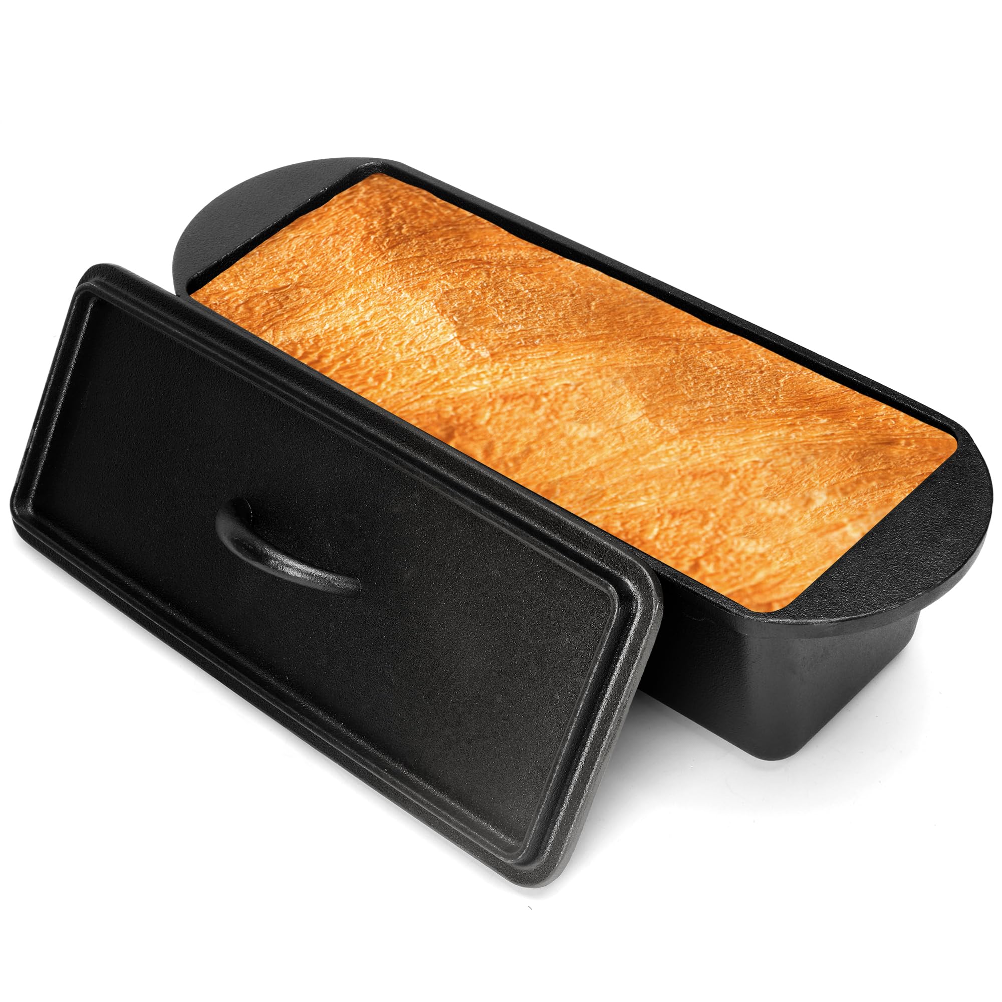 Cast Iron Bread Pan with Lid 16x5 Inch, Nonstick Popover Pan for Sourdough and Homemade Bread, Mini Loaf Pans with Lids, Pullman