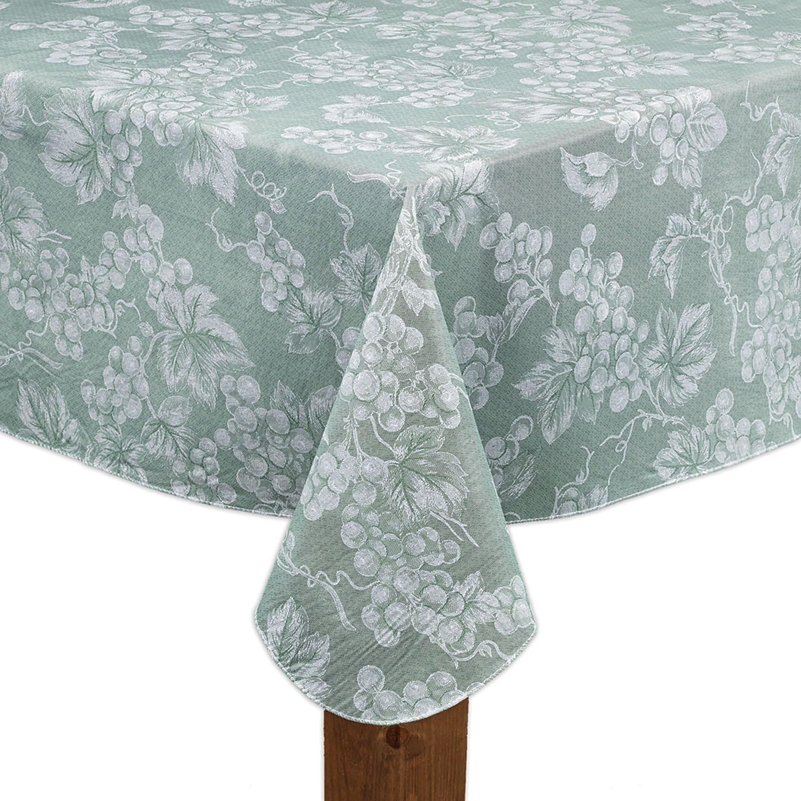 Walterdrake Sage Green Grapevine Vinyl Tablecloth (70inch Round)