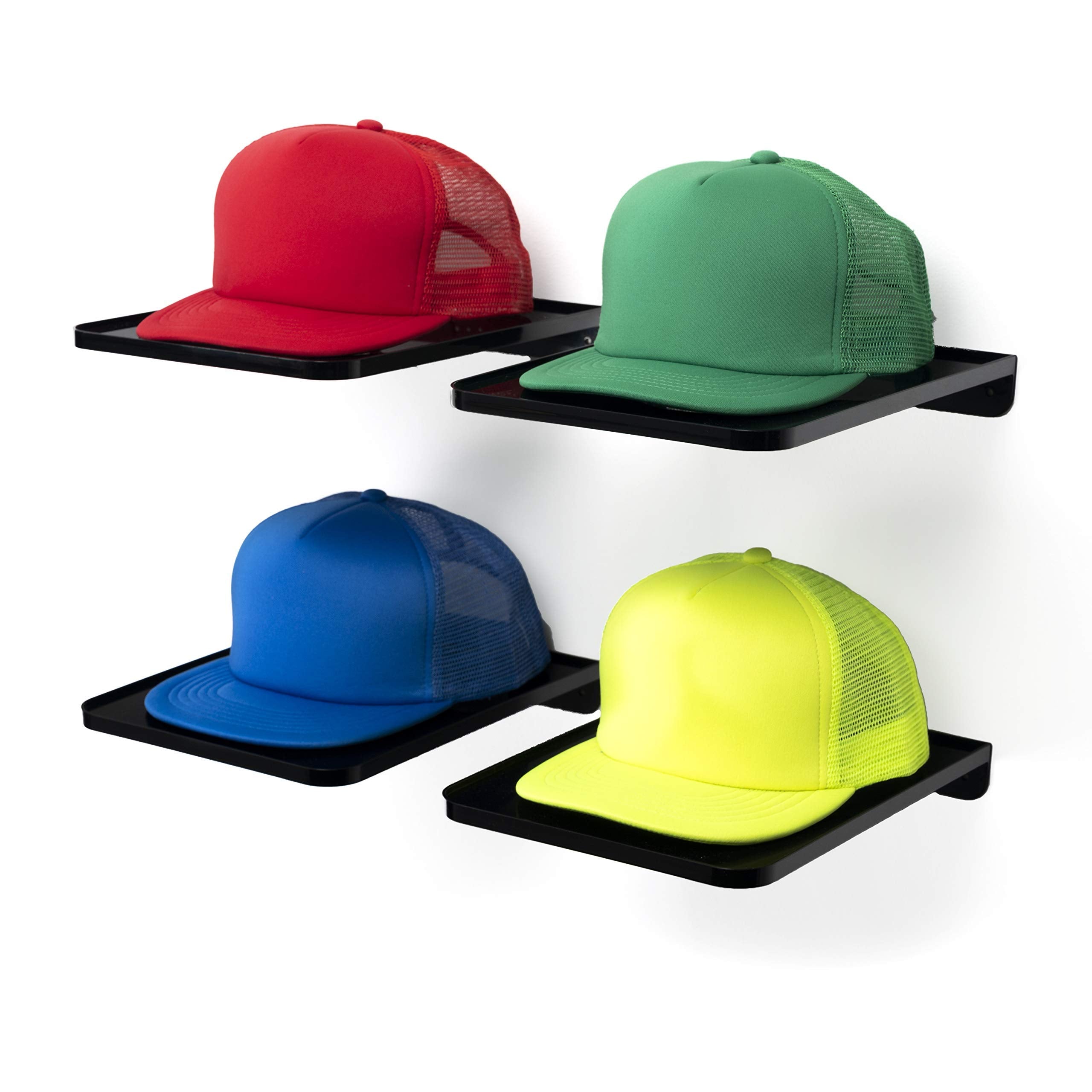 Boxy Concepts Hat Rack For Wall - Pack Of 4 Premium Hat Organizer For Baseball Caps - Hat Storage, Hat Holder, & Hanger Your Bal