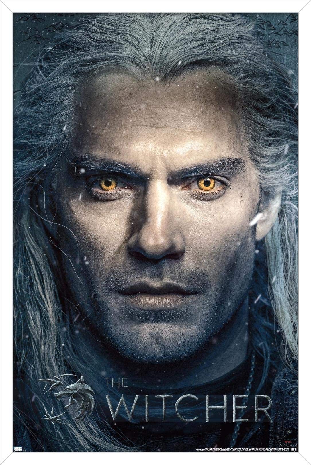 Trends International Netflix The Witcher - Closeup Wall Poster, 14.725'' X 22.375'', White Framed Version
