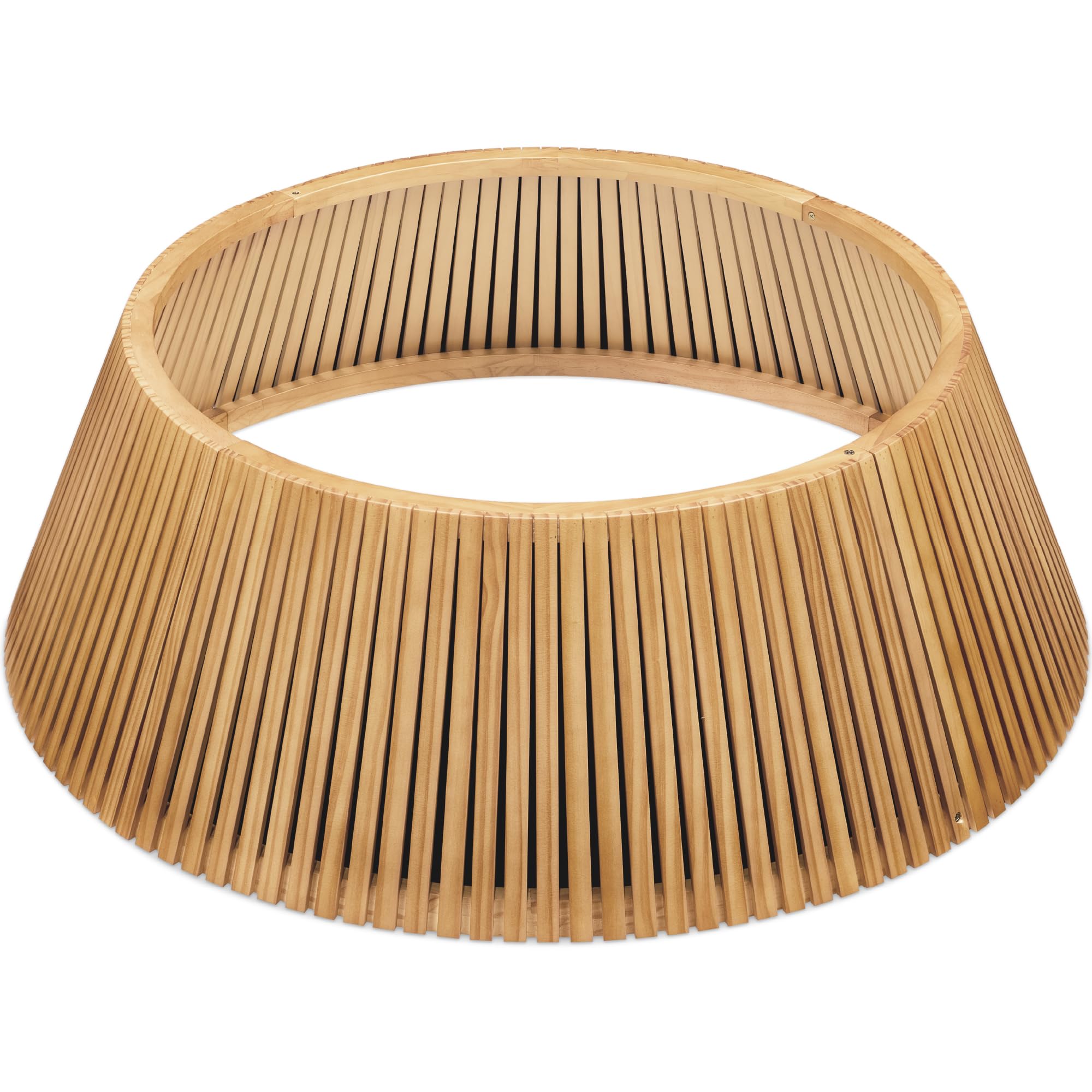 Best Choice Products 36in Christmas Tree Collar, Solid Wood Slatted Tree Skirt Holiday Accessory for Home - Natural