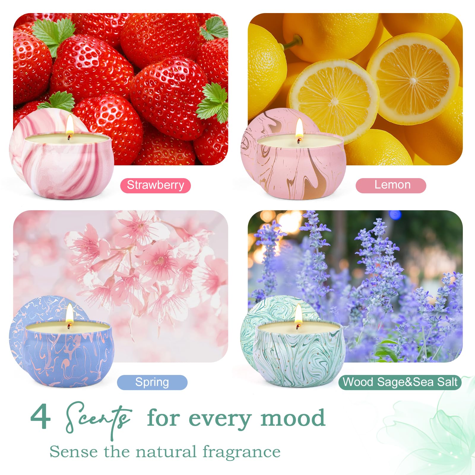 Candle Gifts,Scented Candles Christmas Gift Set for Women, 4 Pack Aromatherapy Candles for Home Scented, Natural Soy Wax Candles