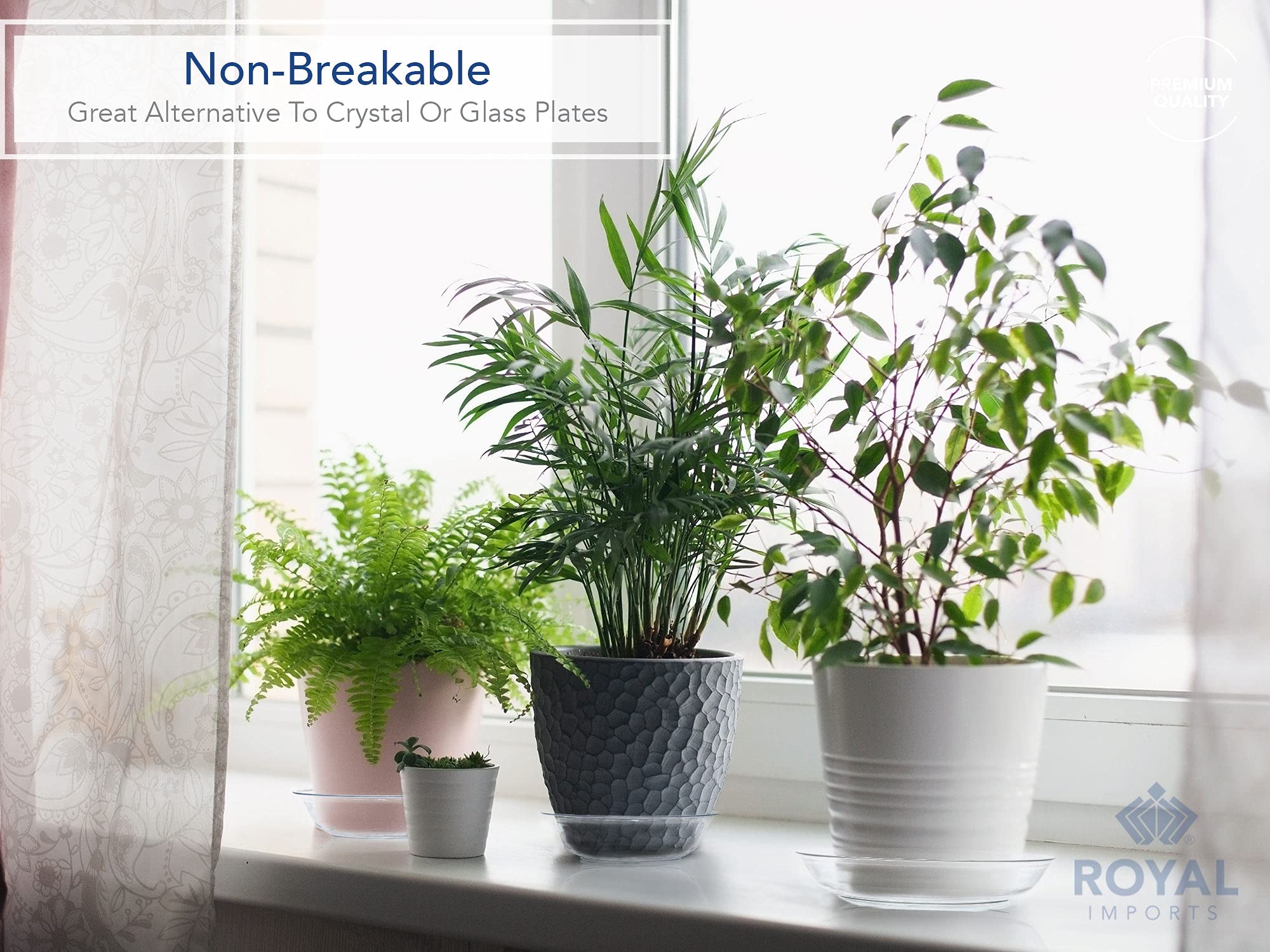 Royal Imports 10'' Clear Plastic Saucer Plant Drip Tray  Deep Pie Plate  Floral Flower Dish  Wedding  Party  Home and Holiday Decor  6 Pack