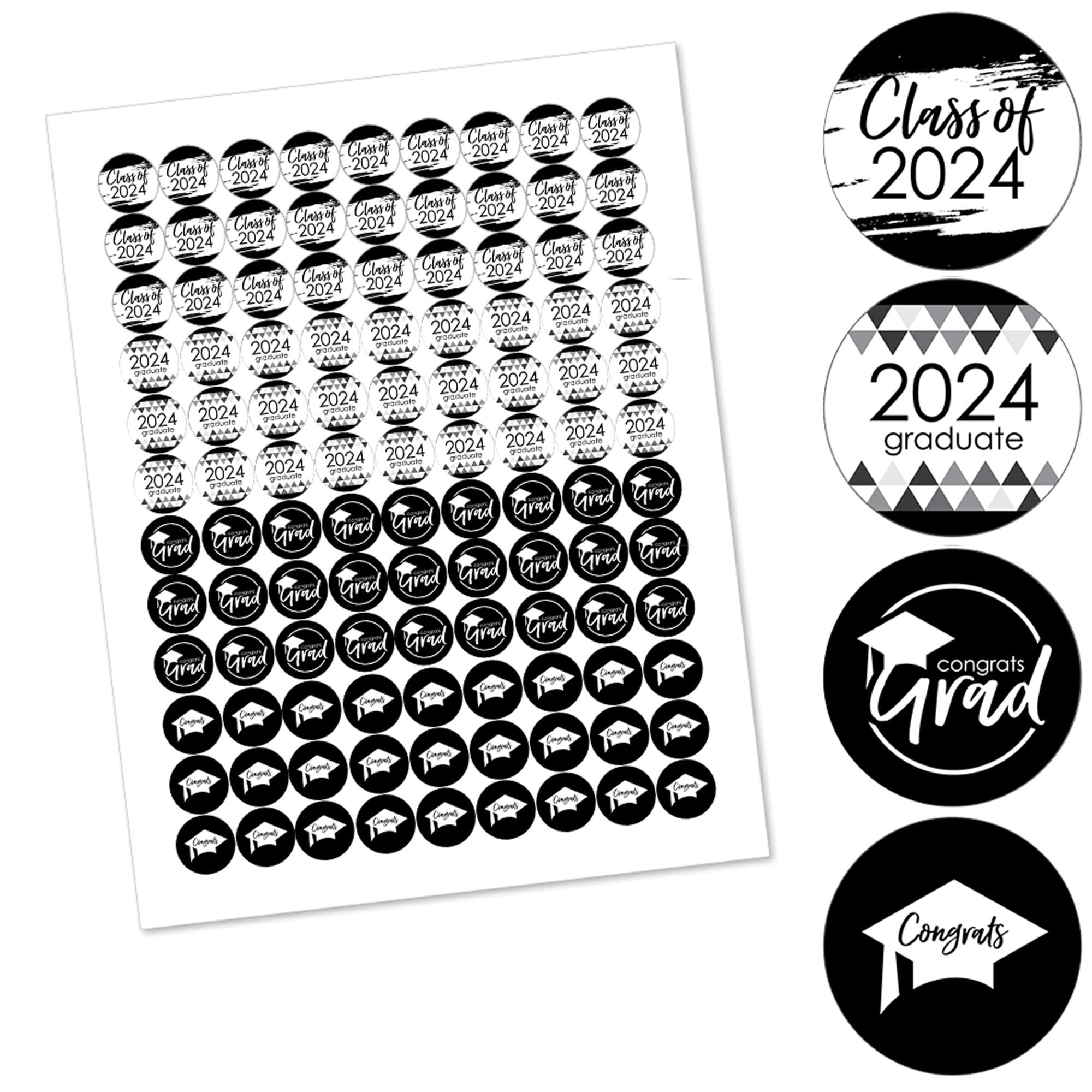Big Dot Of Happiness 2024 Black And White Graduation Party Round Candy Sticker Favors - Labels Fit Chocolate Candy (1 Sheet Of 1