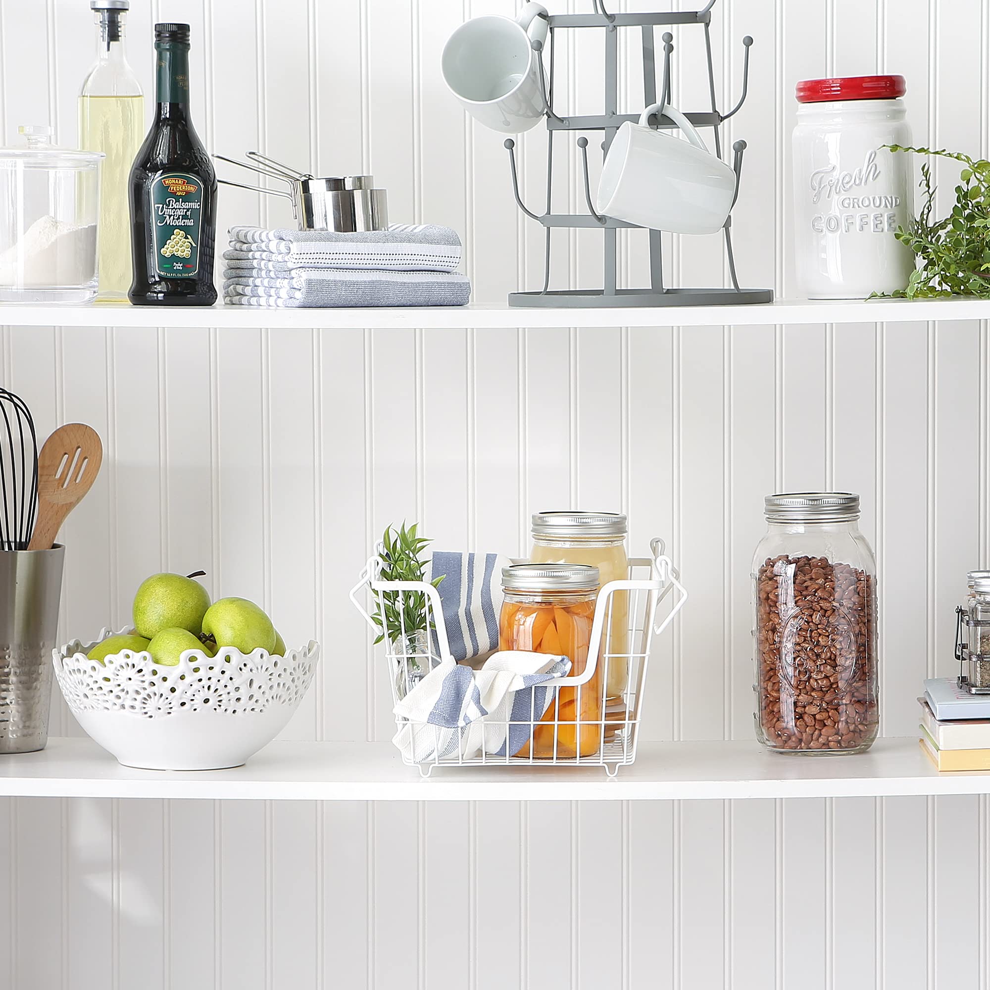 Dii Metal Wire Mesh Stackable Utility Storage Bin, Medium, 11X11X8, White