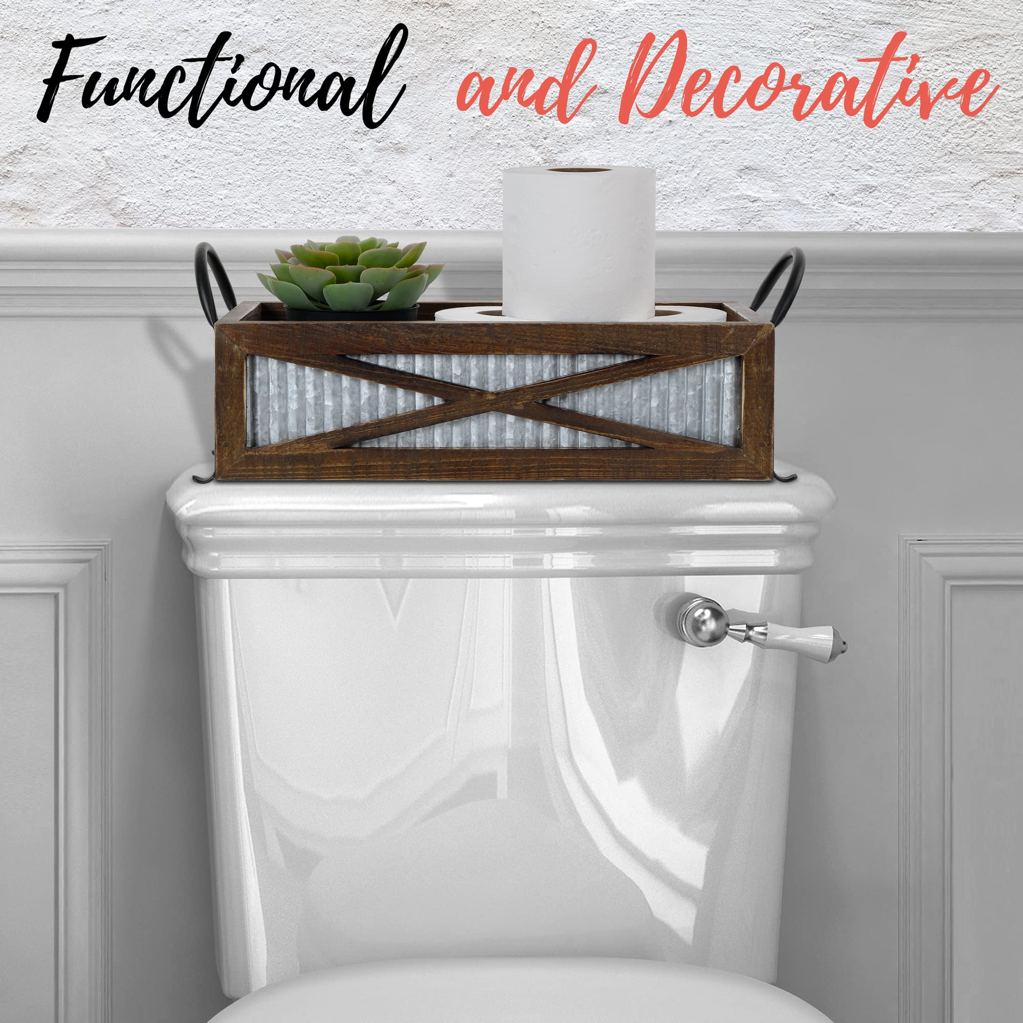 Autumn Alley Farmhouse Toilet Paper Basket For Back Of Toilet - Farmhouse Toilet Paper Holder, Organizer And Toilet Paper Basket