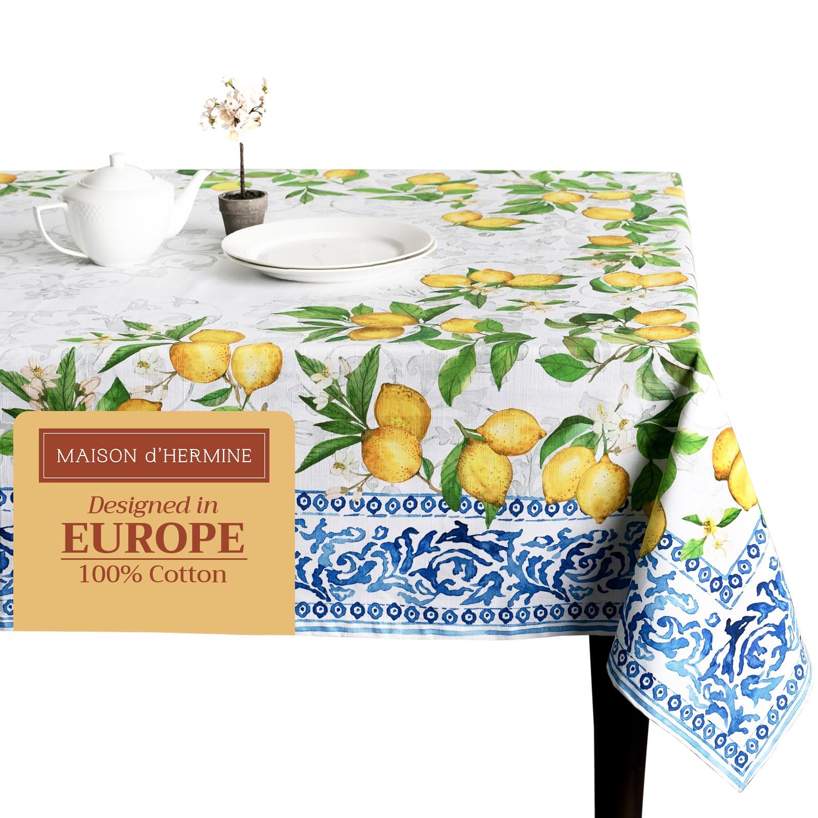 Maison D' Hermine Table Cover 100% Cotton 70X90 Decorative Tablecloth Washable Square Tablecloths For Gifts, Dining, Home, W