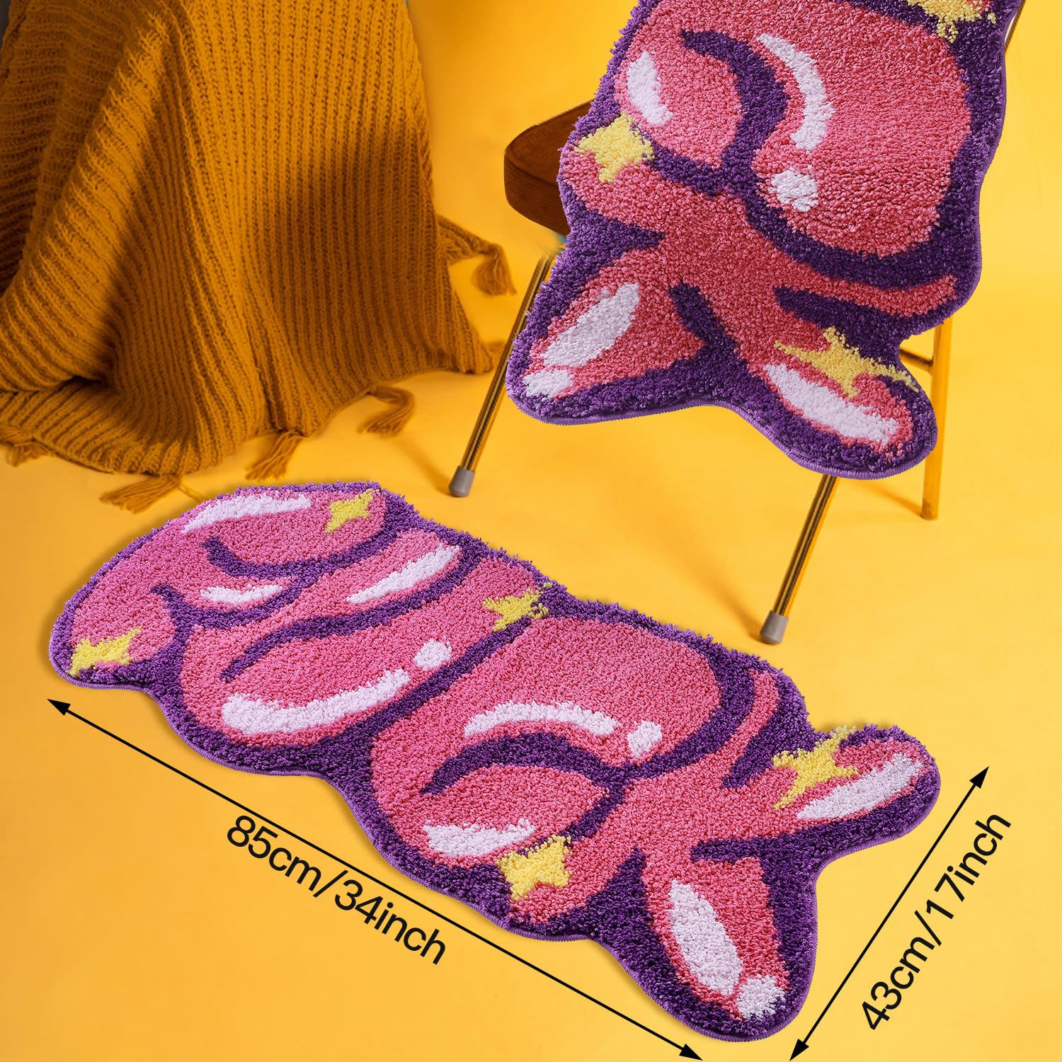 Comblue Pink Funky Cute Bathroom Rugs, Funny Bath Mat Non Slip For Bathroom Floor, Extra Soft Absorbent Plush Microfiber Cool Ru