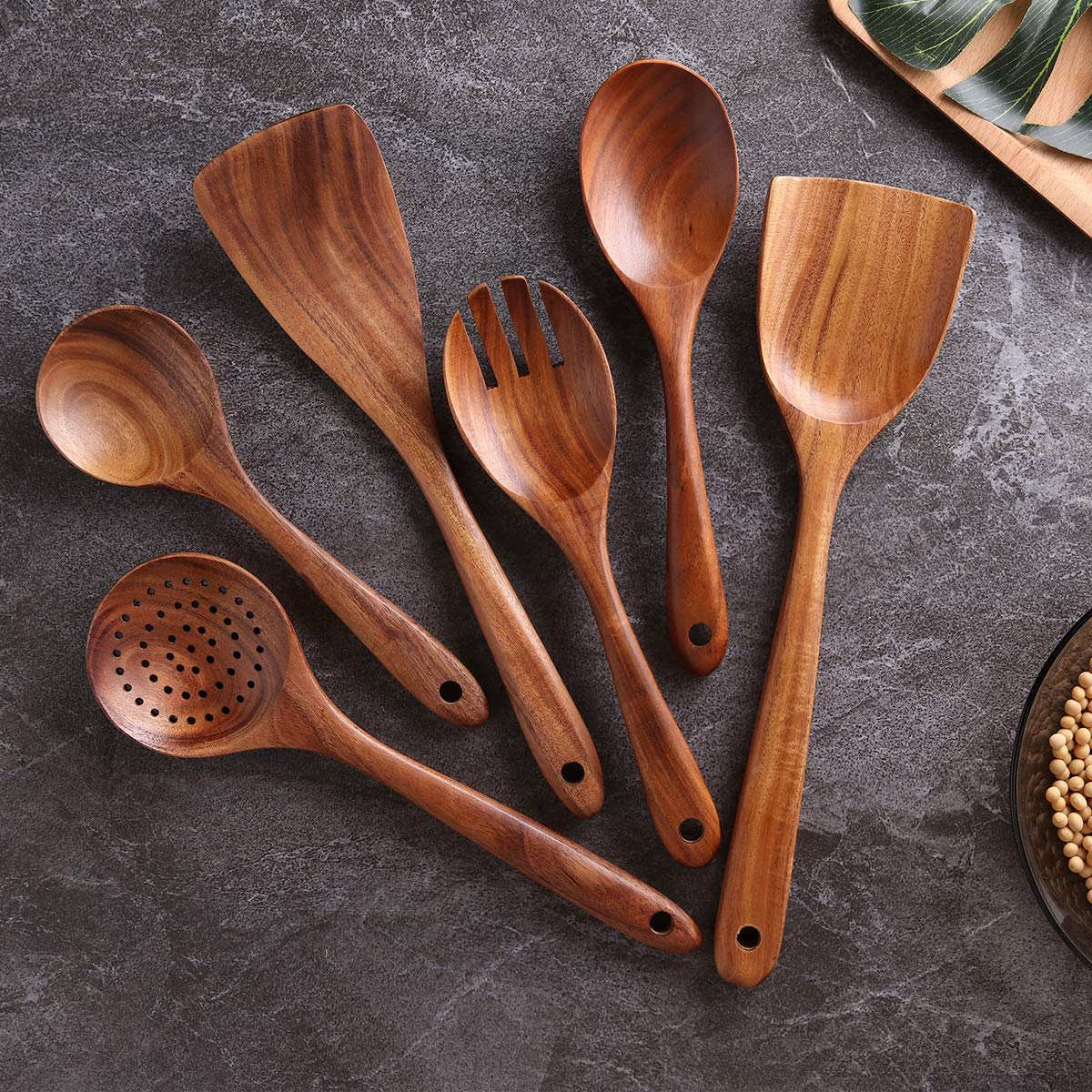 Kitchen Utensils Set, Nayahose Wooden Spoons For Cooking Non-Stick Pan Kitchen Tool Wooden Cooking Spoons And Wooden Utensil Sto