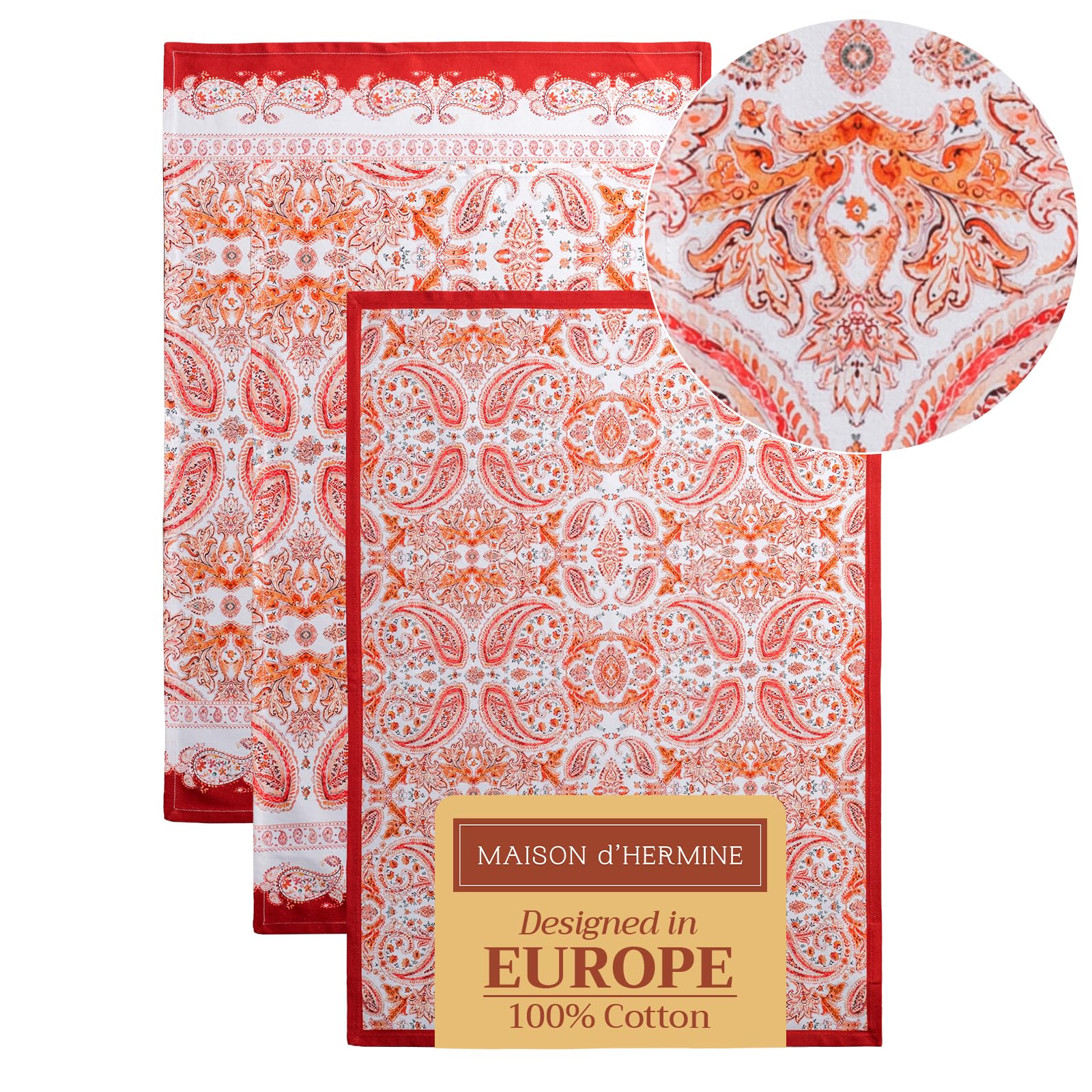 Maison D' Hermine Kitchen Towel 100% Cotton Quick Dry Cleaning Dishtowel For Gifts, Dining, Home, Wedding, Banquet, Buffet, Orie