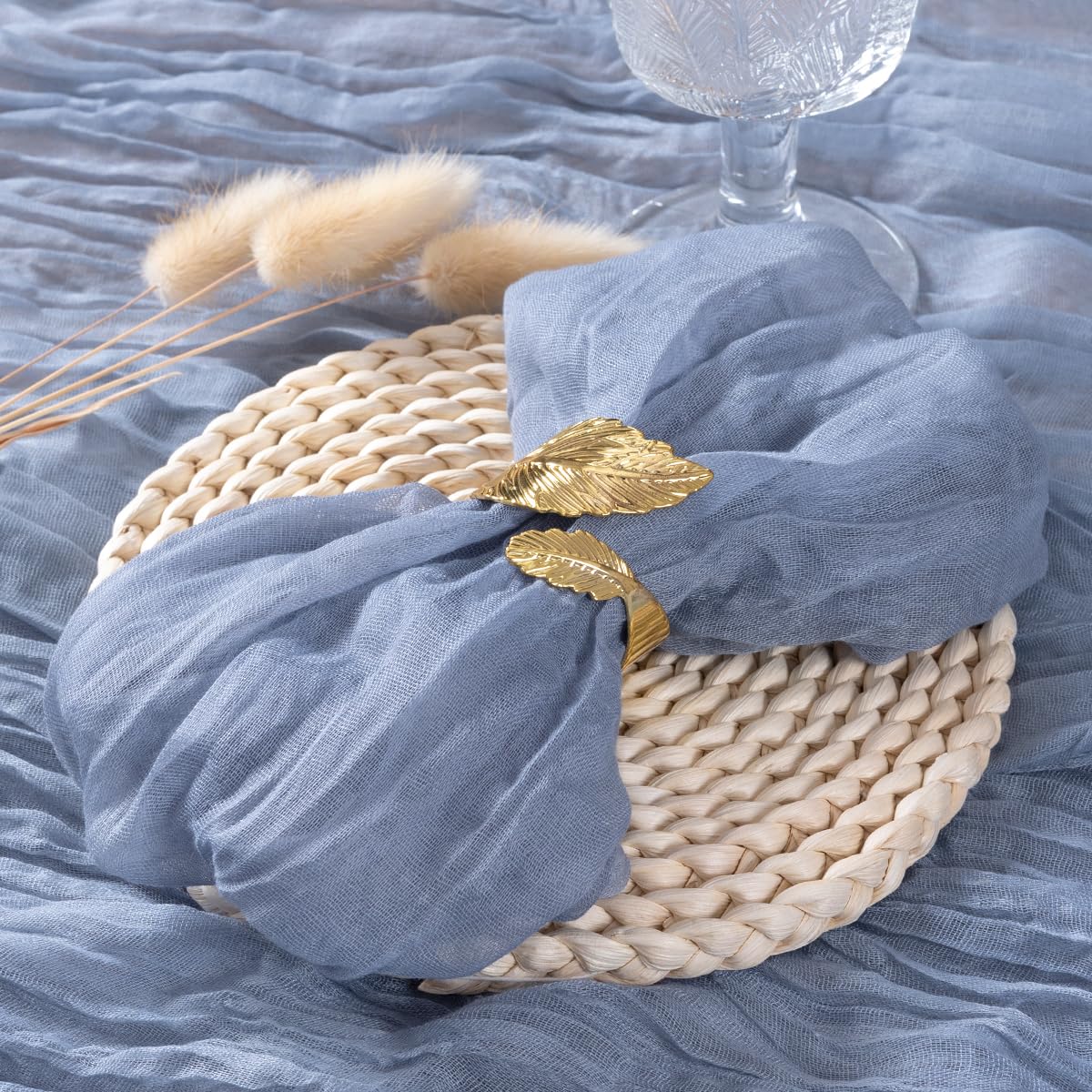 Socomi Dusty Blue Cheesecloth Napkins Easter Spring Napkins Set Of 10 Boho Washable Dinner Table Napkins For Wedding Party Baby