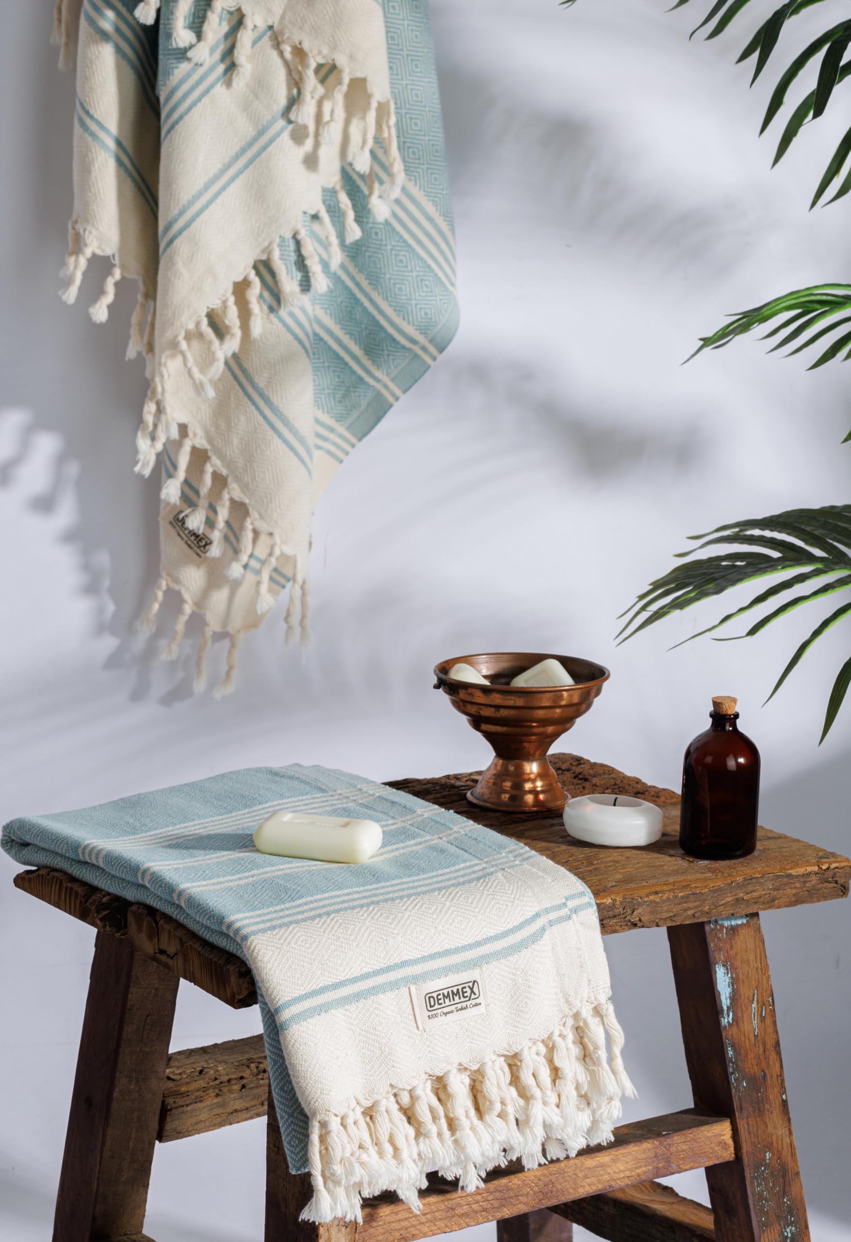 Demmex Certified Organic Turkish Cotton Beach And Bath Towel, Peshtemal Towel Blanket, Prewashed, Diamond Weave, 71X36 Inches (G