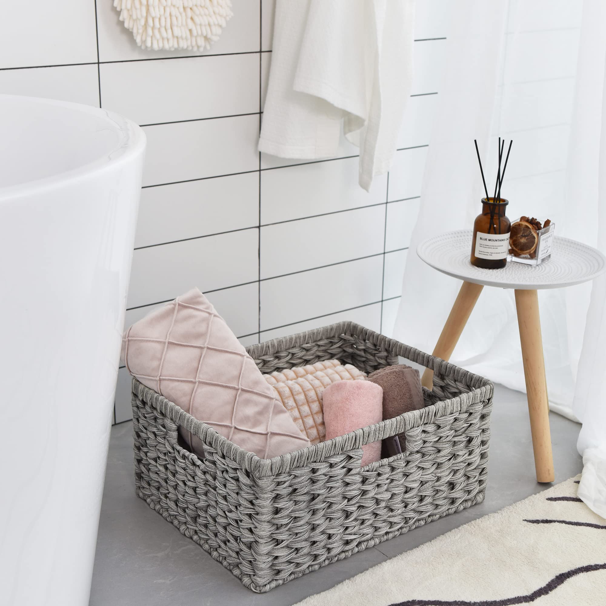 Granny Says Large Wicker Basket For Storage, Waterproof Storage Baskets, Wicker Basket With Handles, Storage Baskets For Shelves