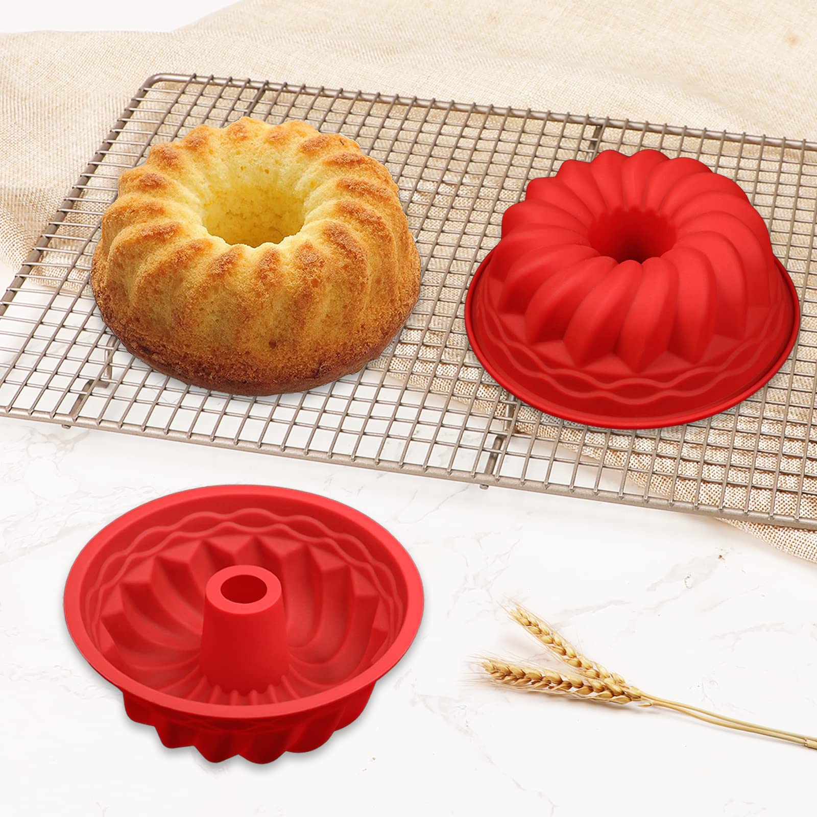 Webake Fluted Tube Cake Pan Silicone 6 Inch Small Bunt Cake Molds Nonstick Round Cake Pans For Baking Pack Of 4