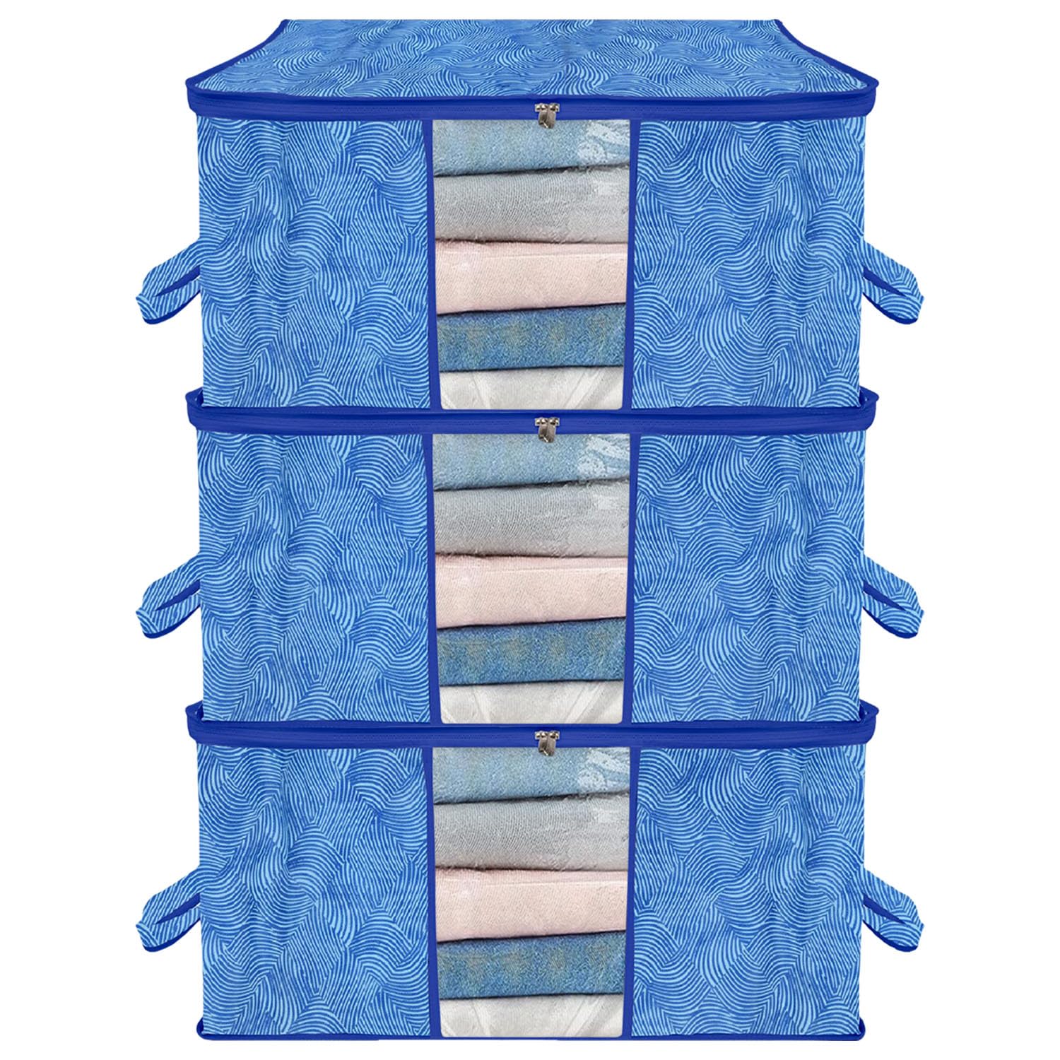 Aaron Inc Underbed Storage Bag Blanket Cover With Zip Handle Clothes Storage Bags Transparent Window Large Size Wardrobe Organiz