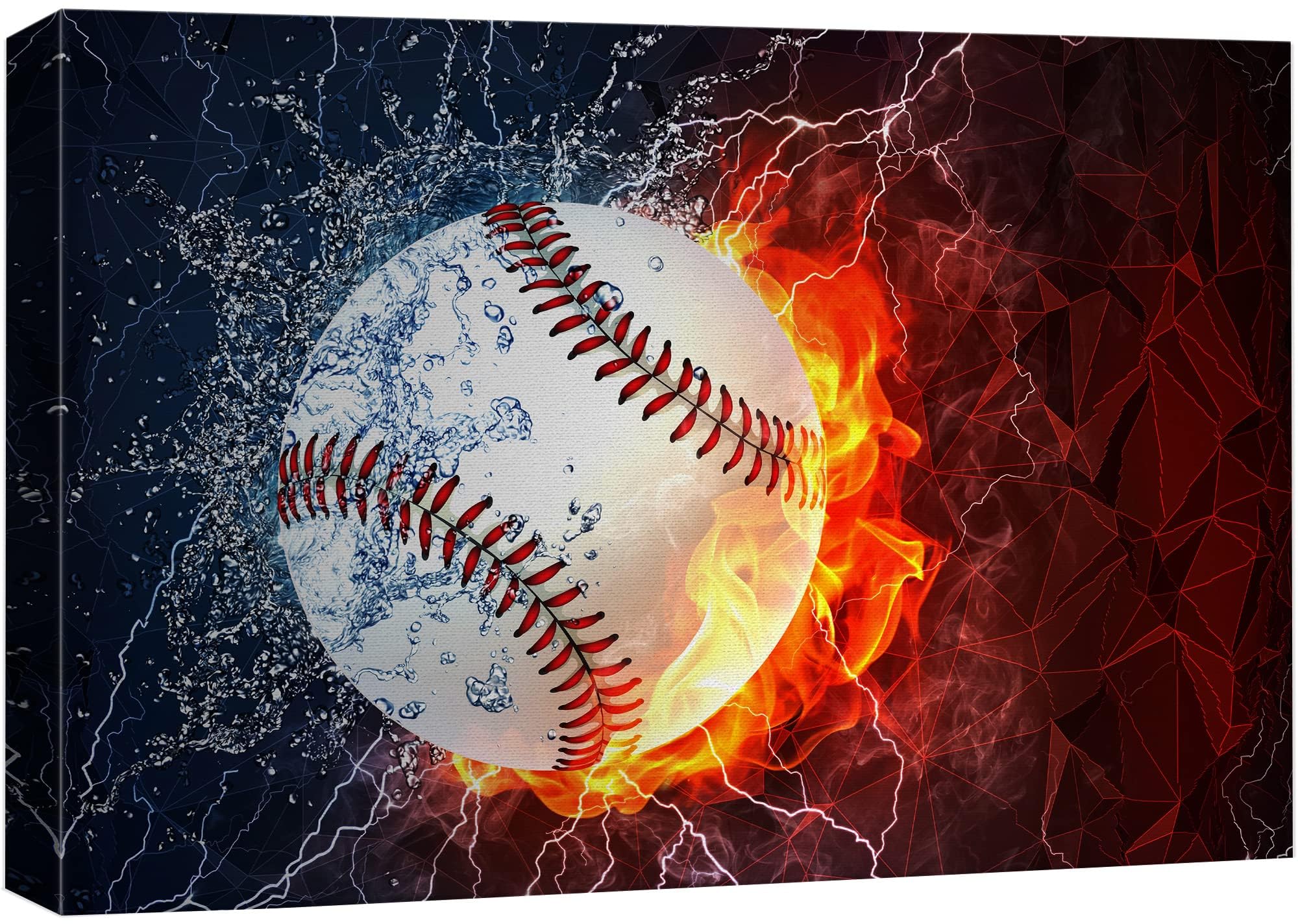Wall26 Canvas Print Wall Art Elemental Water & Fire Explosion Baseball Sports Athletes Digital Art Realism Modern Scenic Dramati