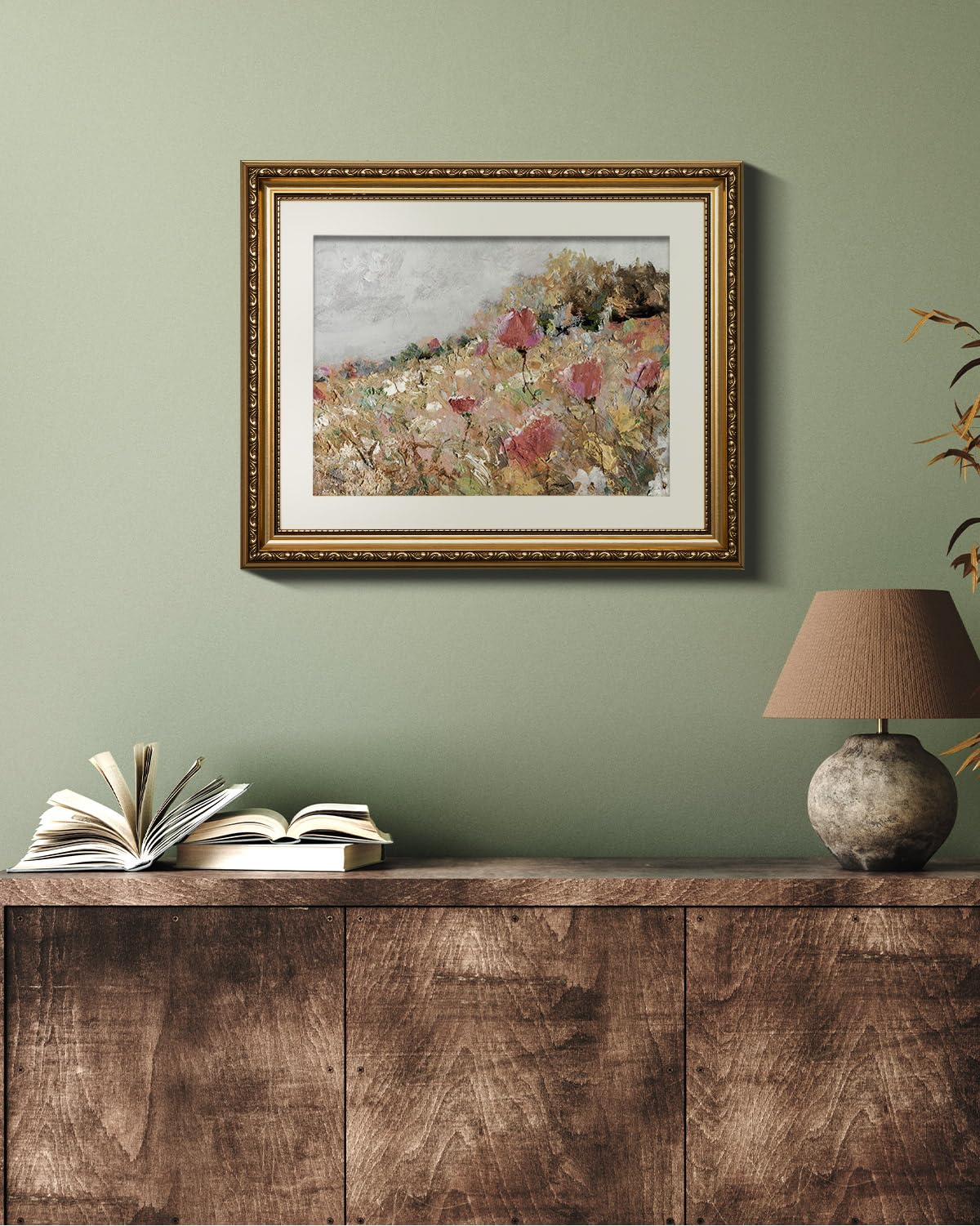 Viyyiea Gold Framed Wall Art Canvas Print Home Decor Flower Art Vintag ...