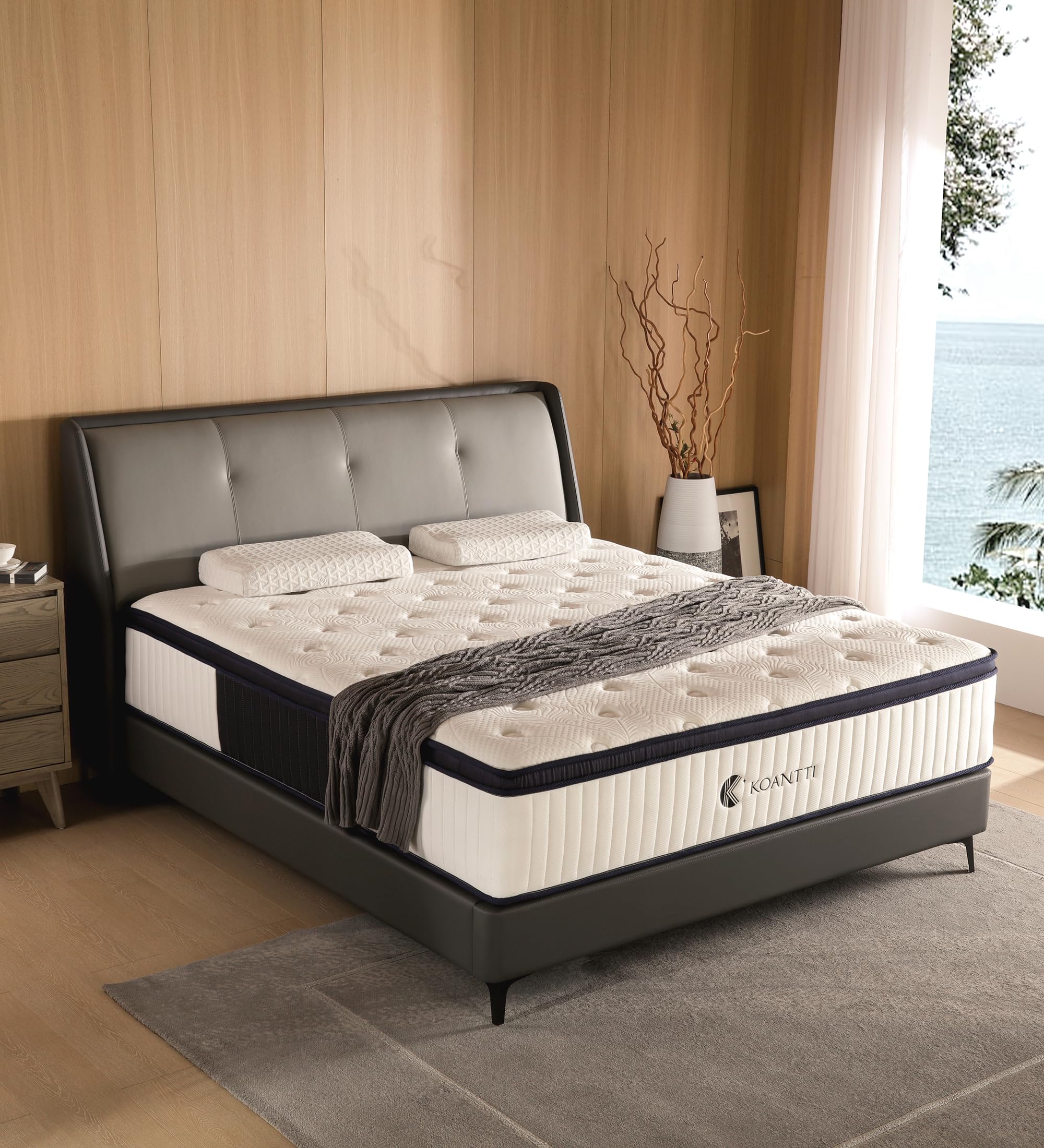 Koantti Queen Mattress,12 Inch Queen Size Mattresses Memory Foam Hybrid White Mattress In A Box,With Provide Support And Improve