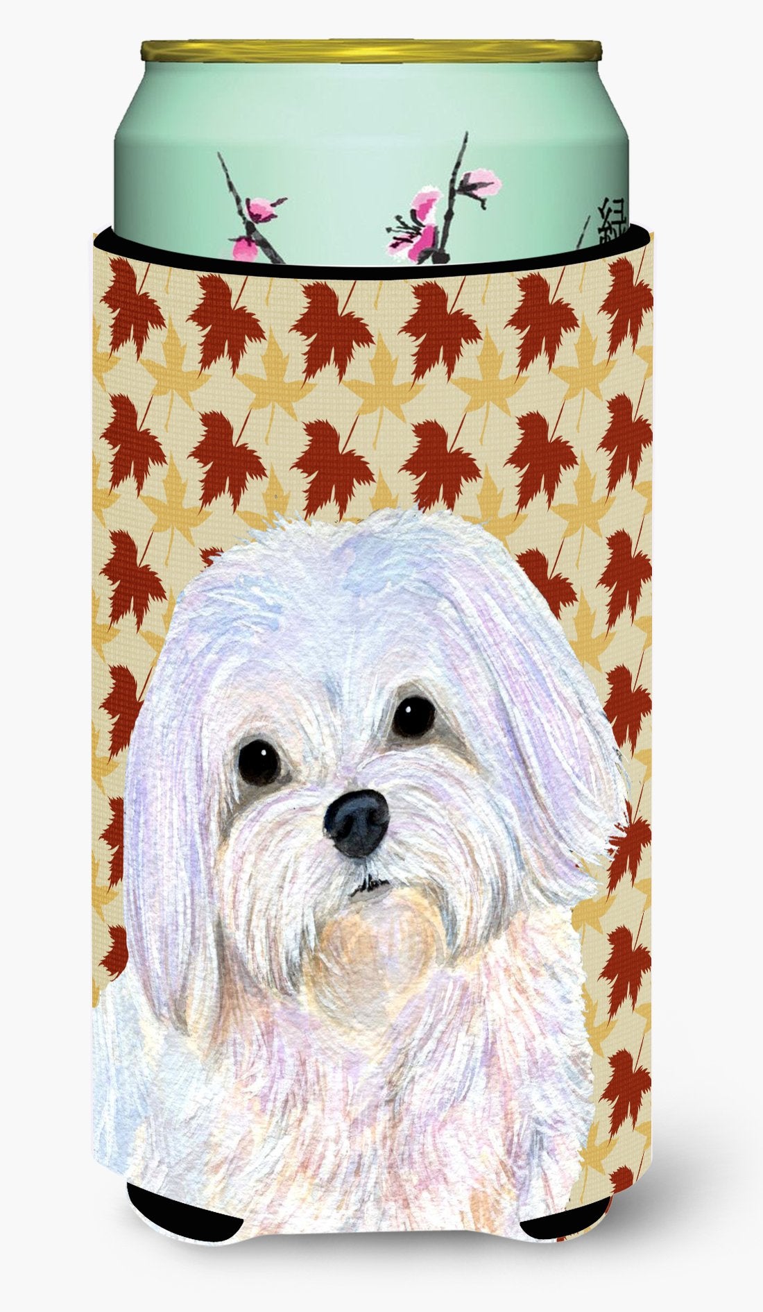 Maltese Fall Leaves Portrait  Tall Boy Beverage Insulator Beverage Insulator Hugger