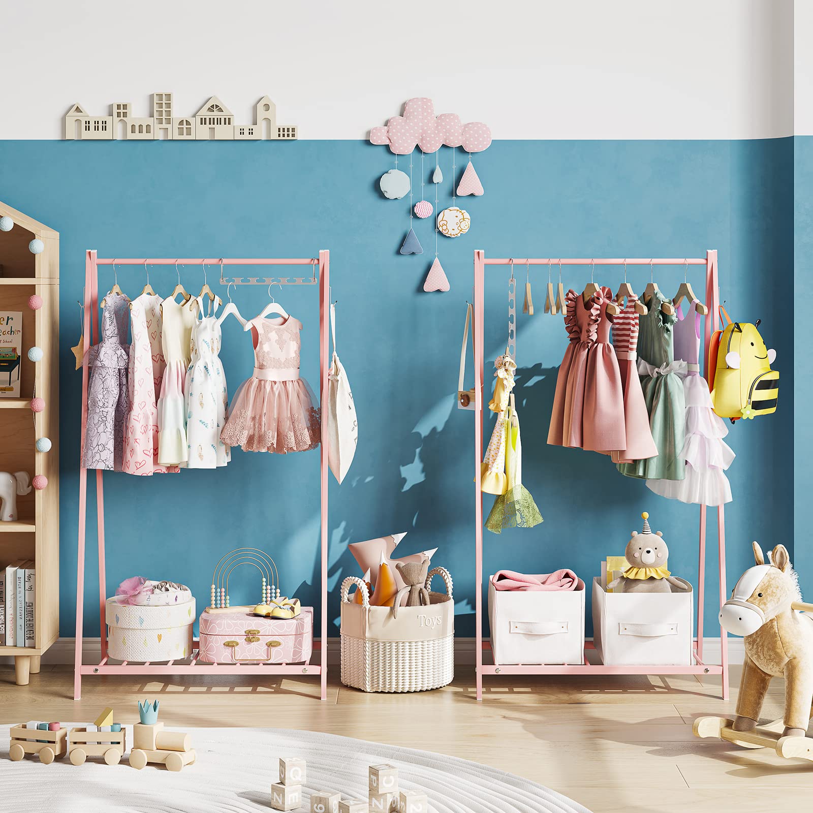 Bestier Kids Clothing Rack - Kids Costume Garment, Bottom Storage Shelf, Small Metal Dress Up Rack For Baby, Toddler, Children,