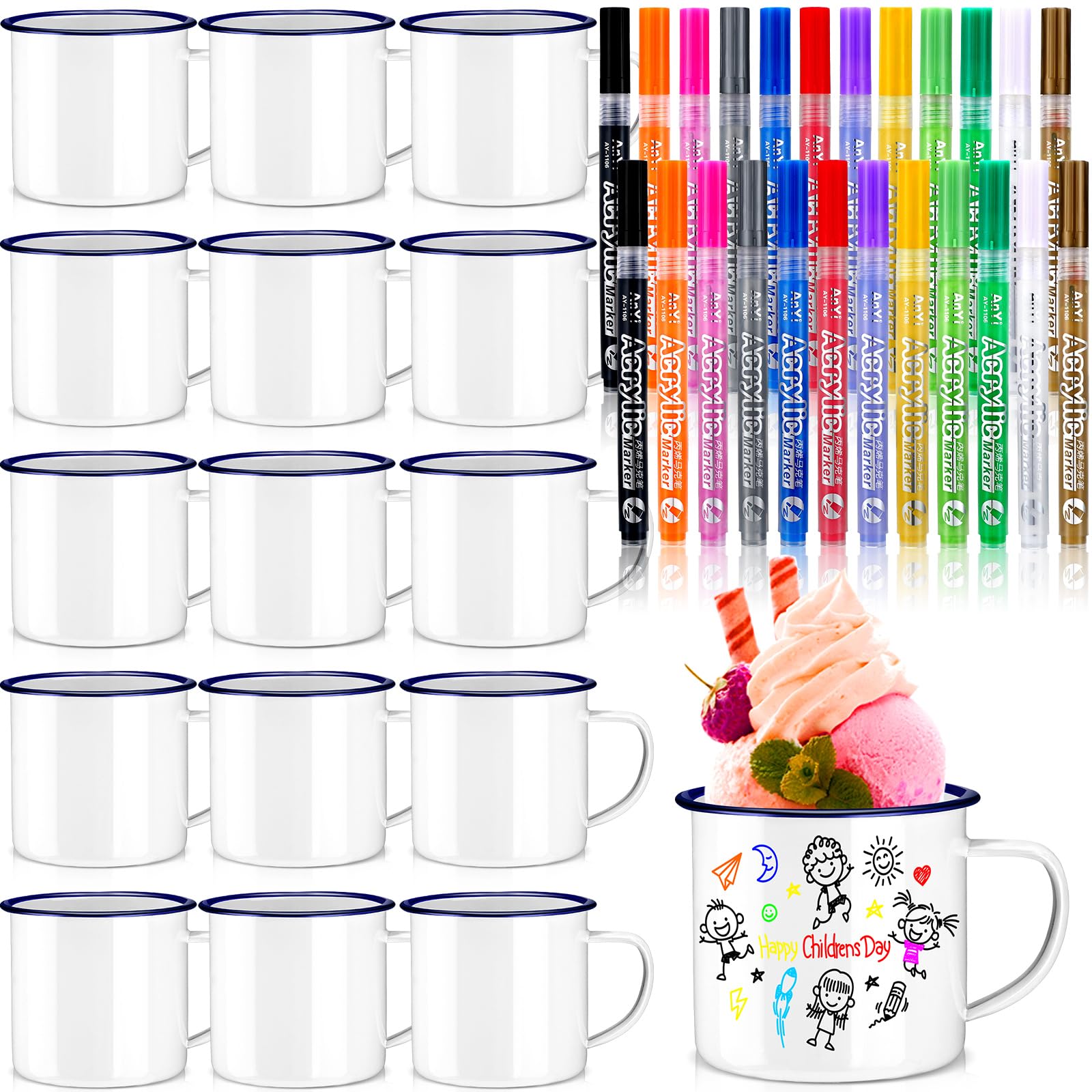 Hoolerry 36 Pieces Painted Mugs Decorating Kit DIY Coffee Mug personalized
