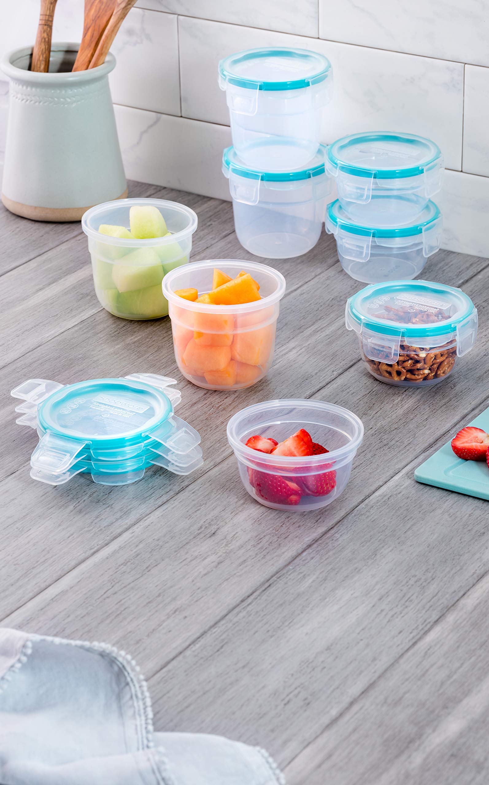 Snapware Meal Prep And Glass Food Storage Container Set, 16 Piece Kit, 4 2-Cup & Four 1-Cup Round Containers With Lids, Microwav